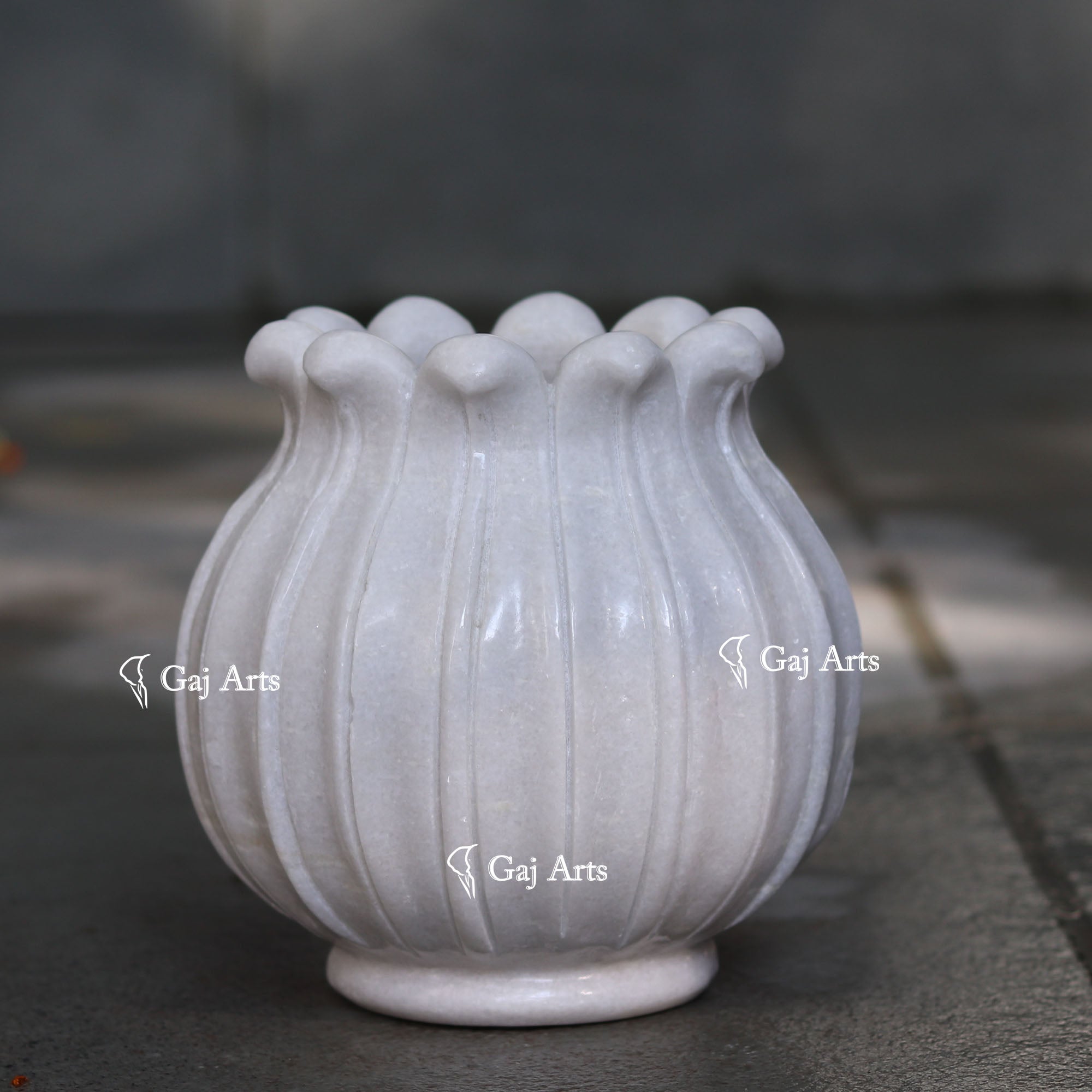 White Marble Decorative Flower Bowl | 7 Inch
