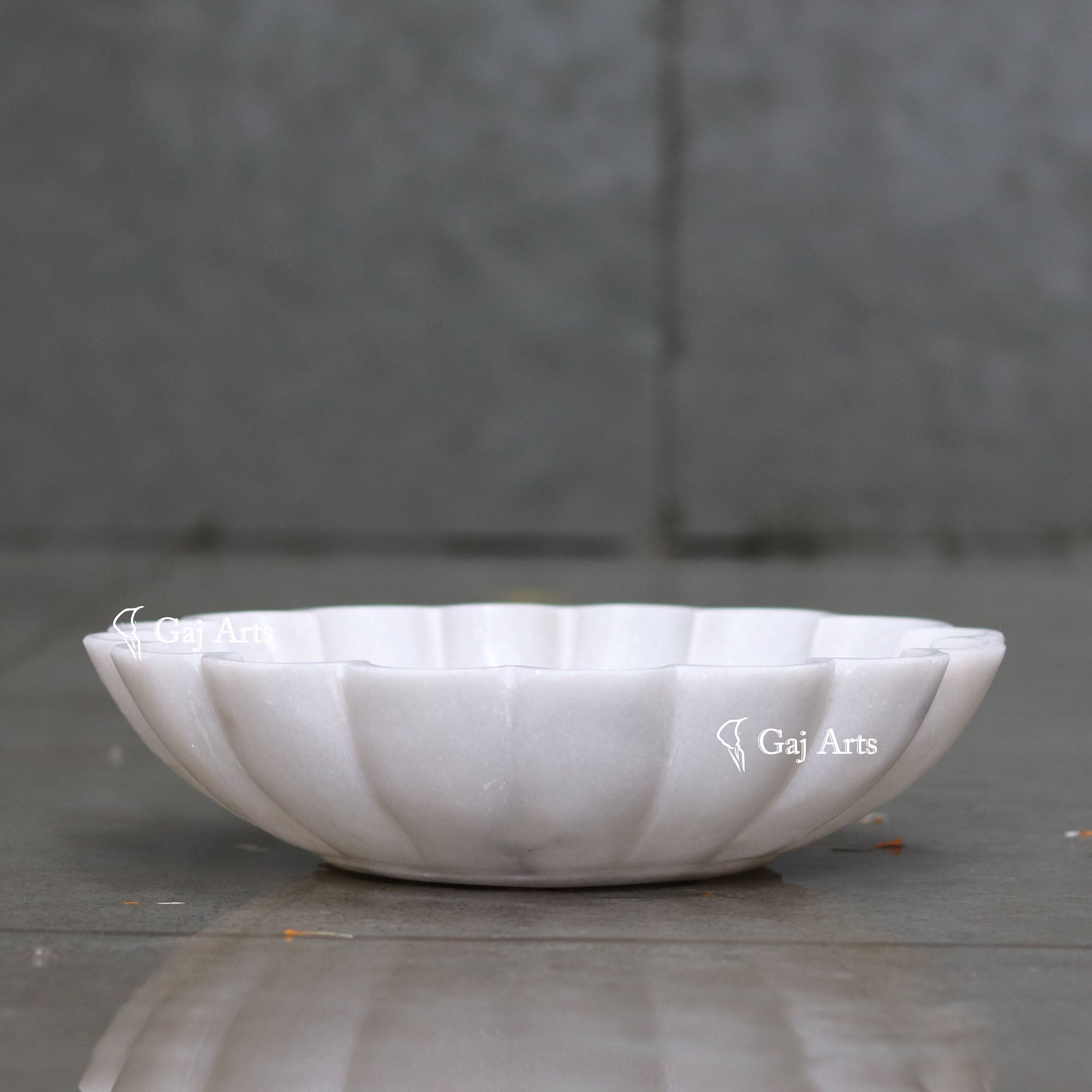 White Marble Floral Bowl | 12 Inch