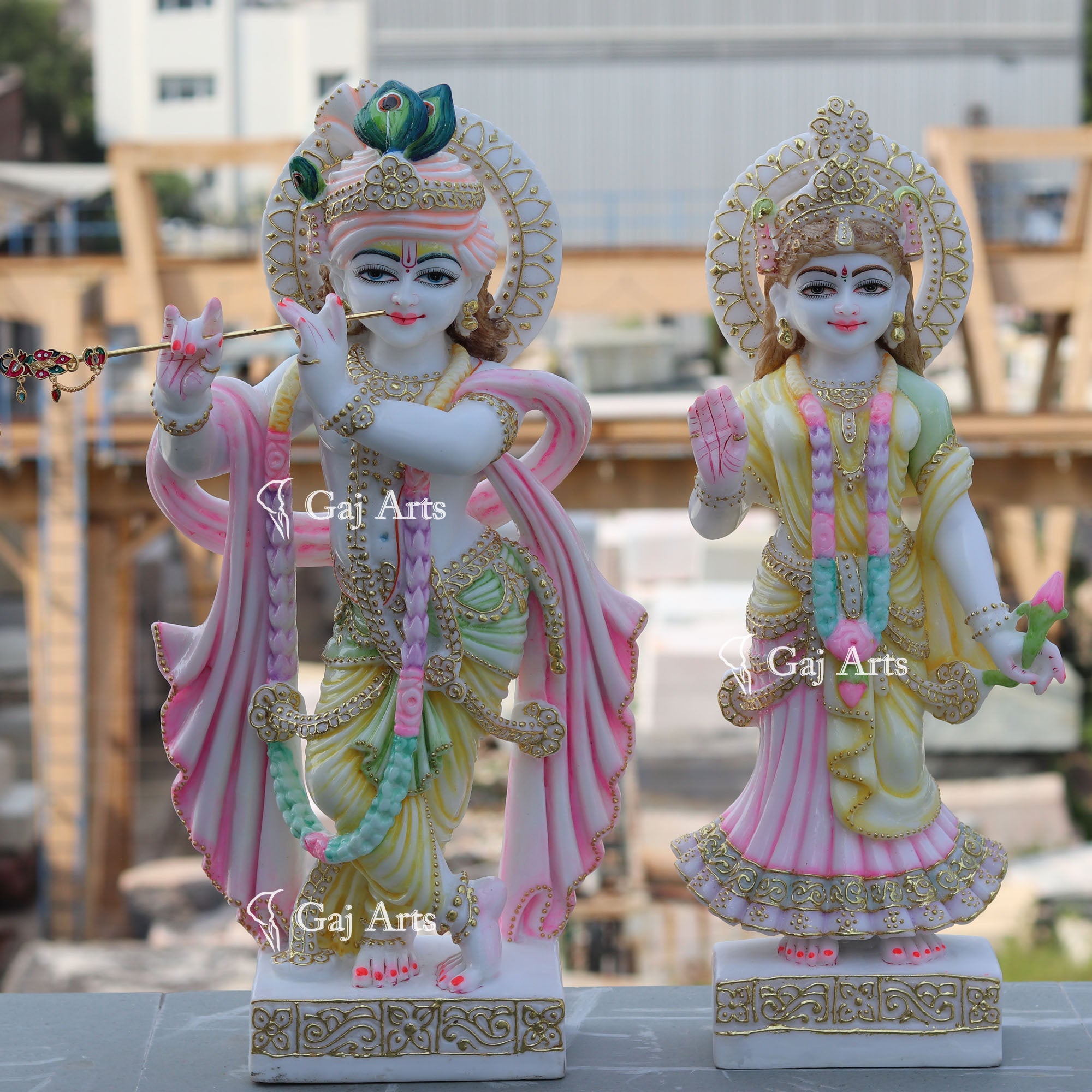 White Marble Ethiopia Radha Krishna Idol | 24 Inch