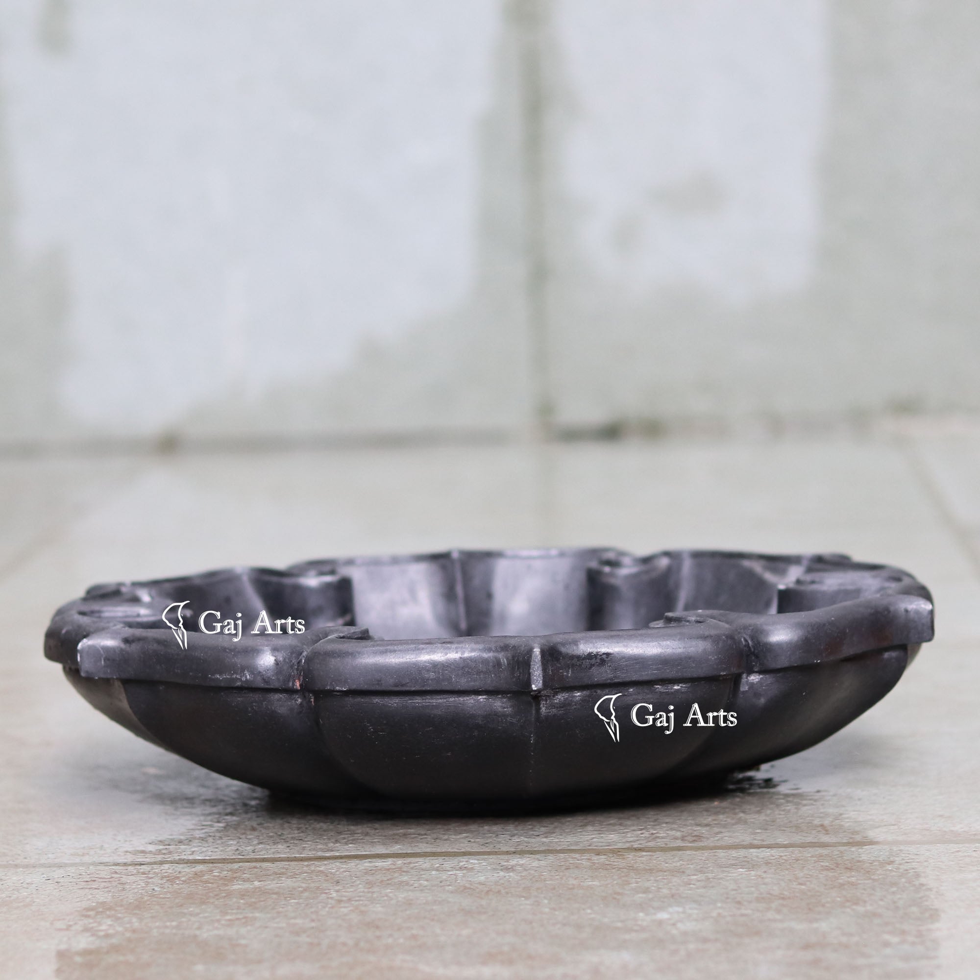 Black Marble Flower Bowl | 15 Inch