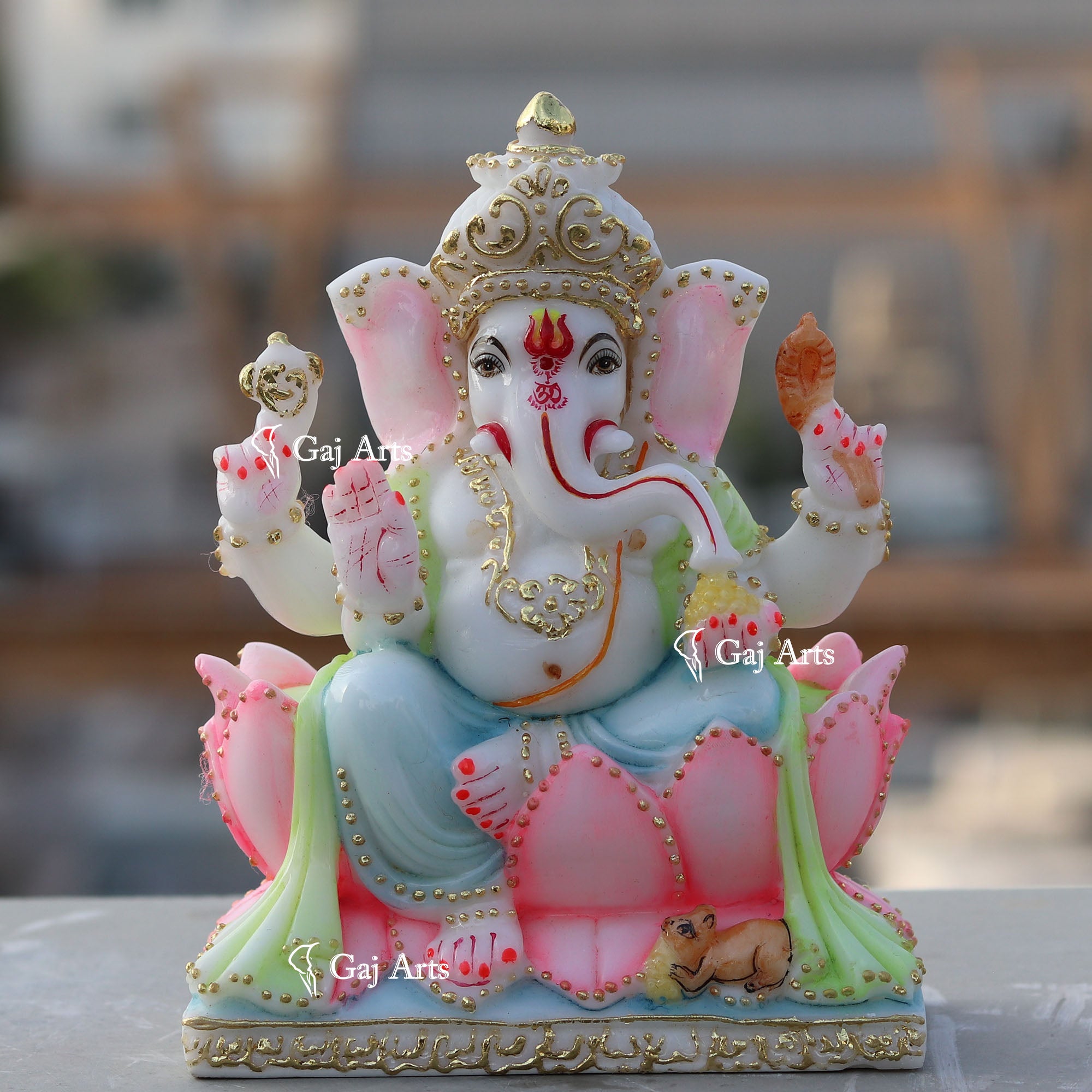 White Marble  Ethiopia Ganesh Murti | 7Inch