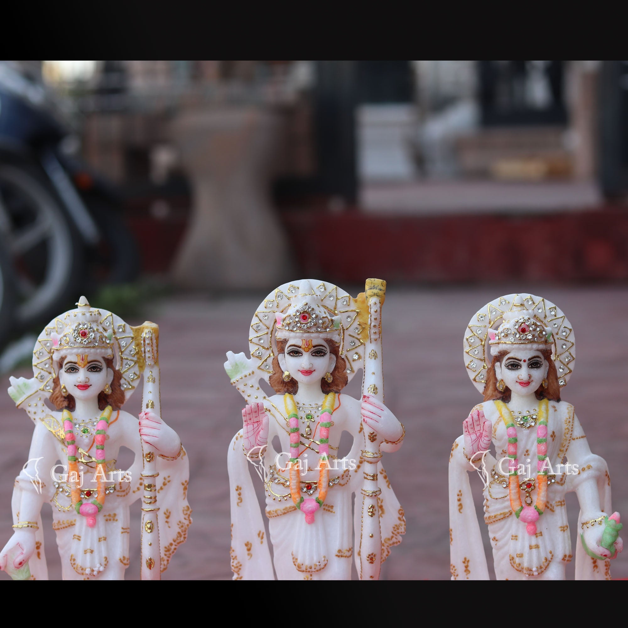 White Makrana Marble Ram Jodi Idol | 12 Inch