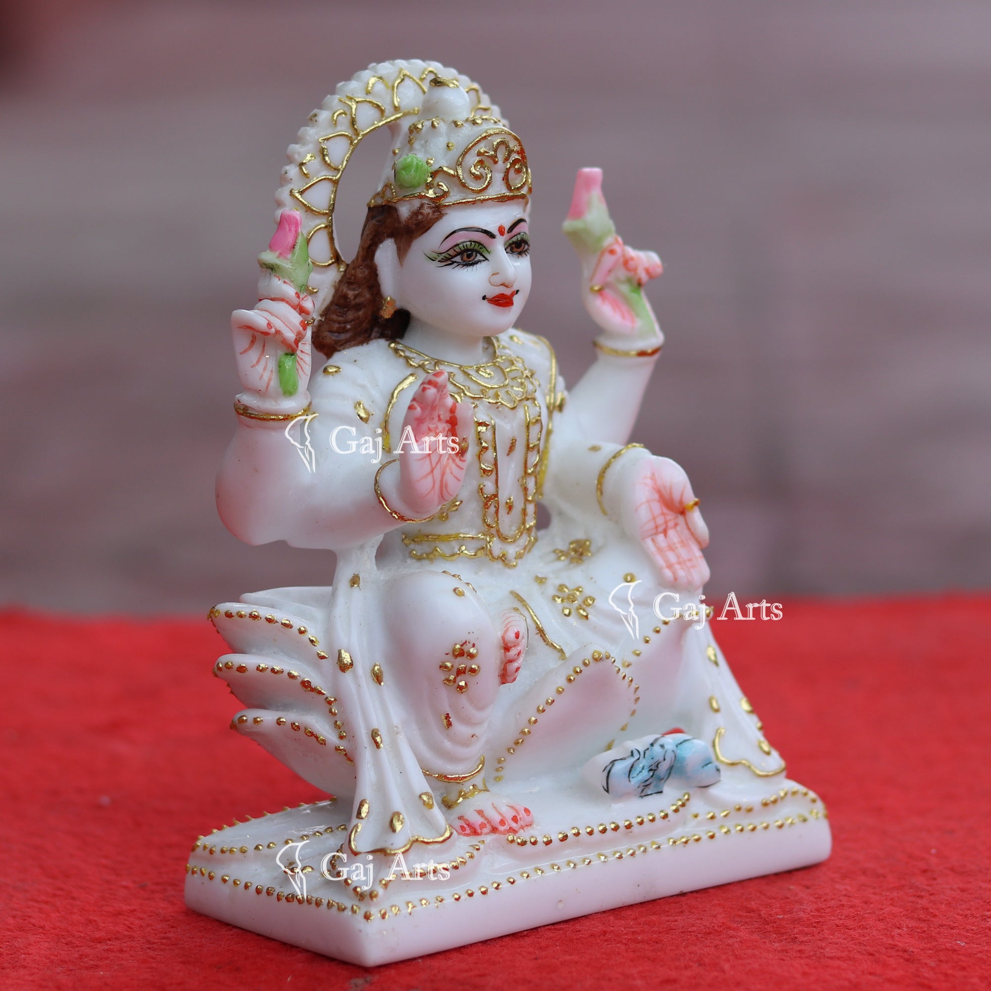 White Marble Lakshmi Mata Statue | 6 Inch