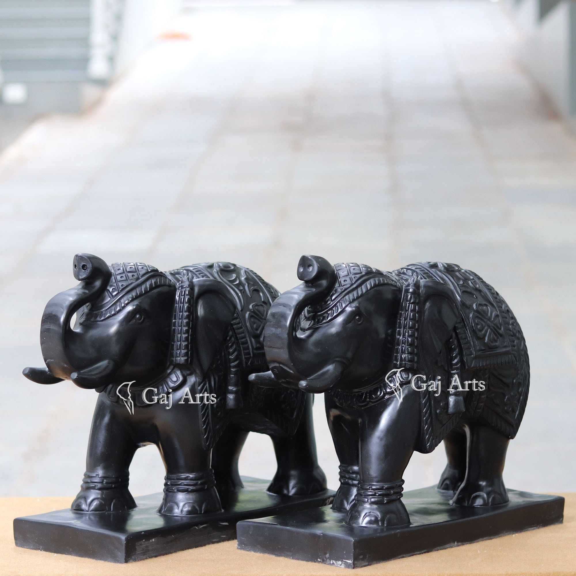 Black Marble Elephant Idol | 18 Inch