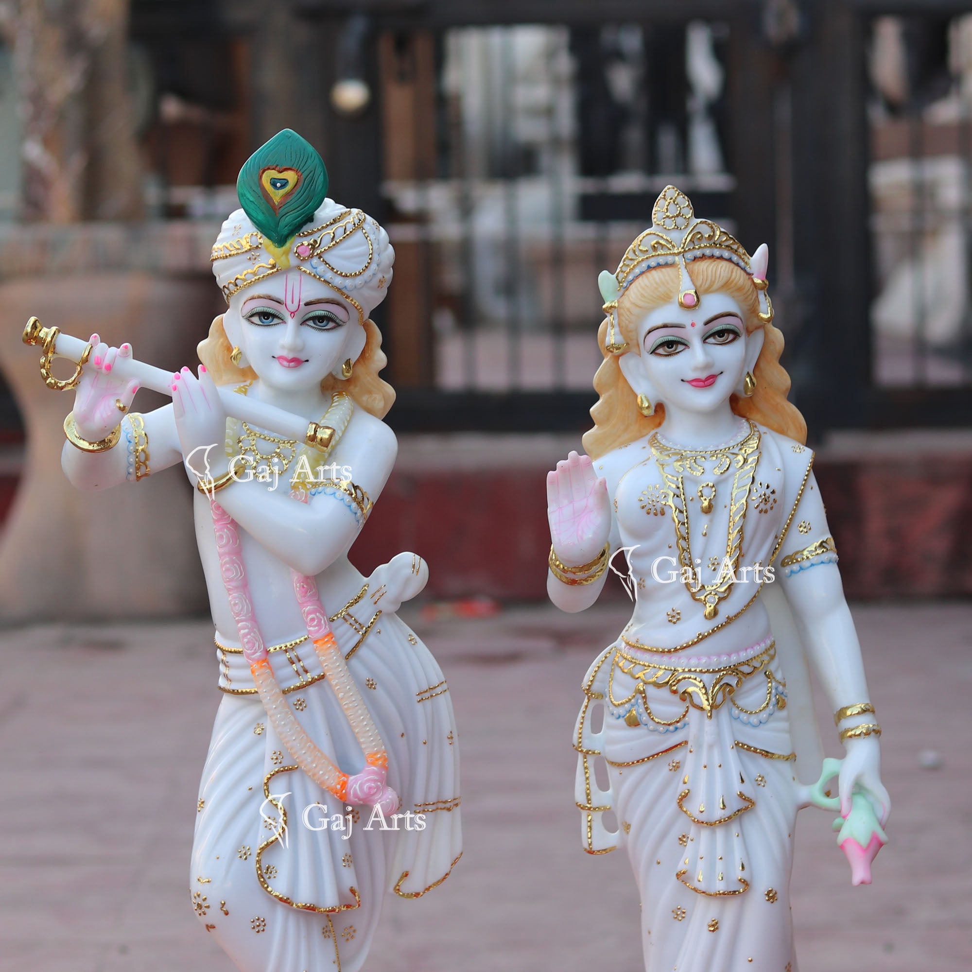 Makrana Marble Powder Radha Krishna Idol | 27 Inch