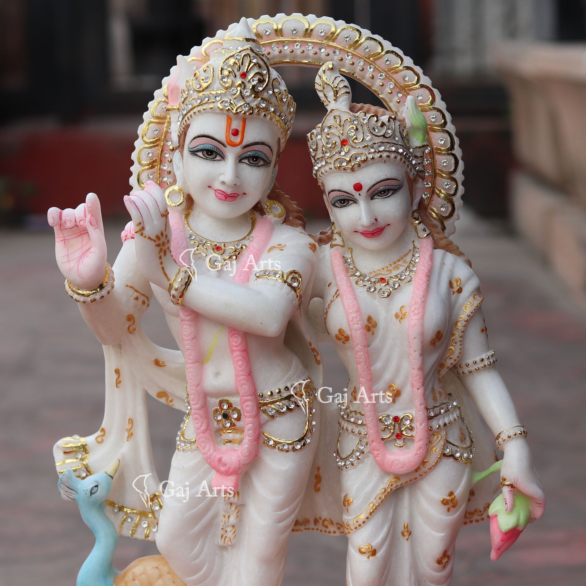 Super White Makrana Marble Radha Krishna Idol | 18 Inch