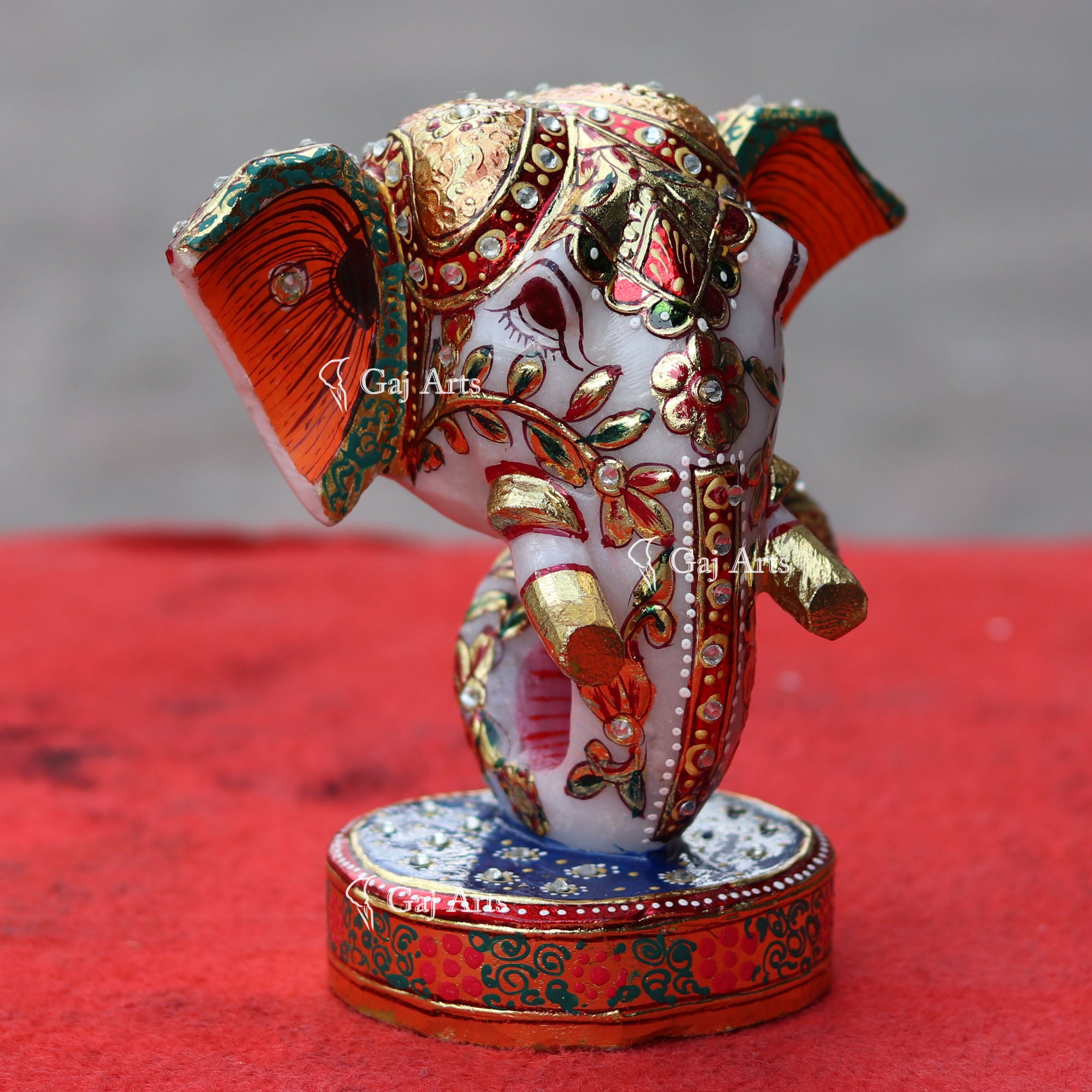 Hand Painted Marble Ganesh Murti | 6 Inch