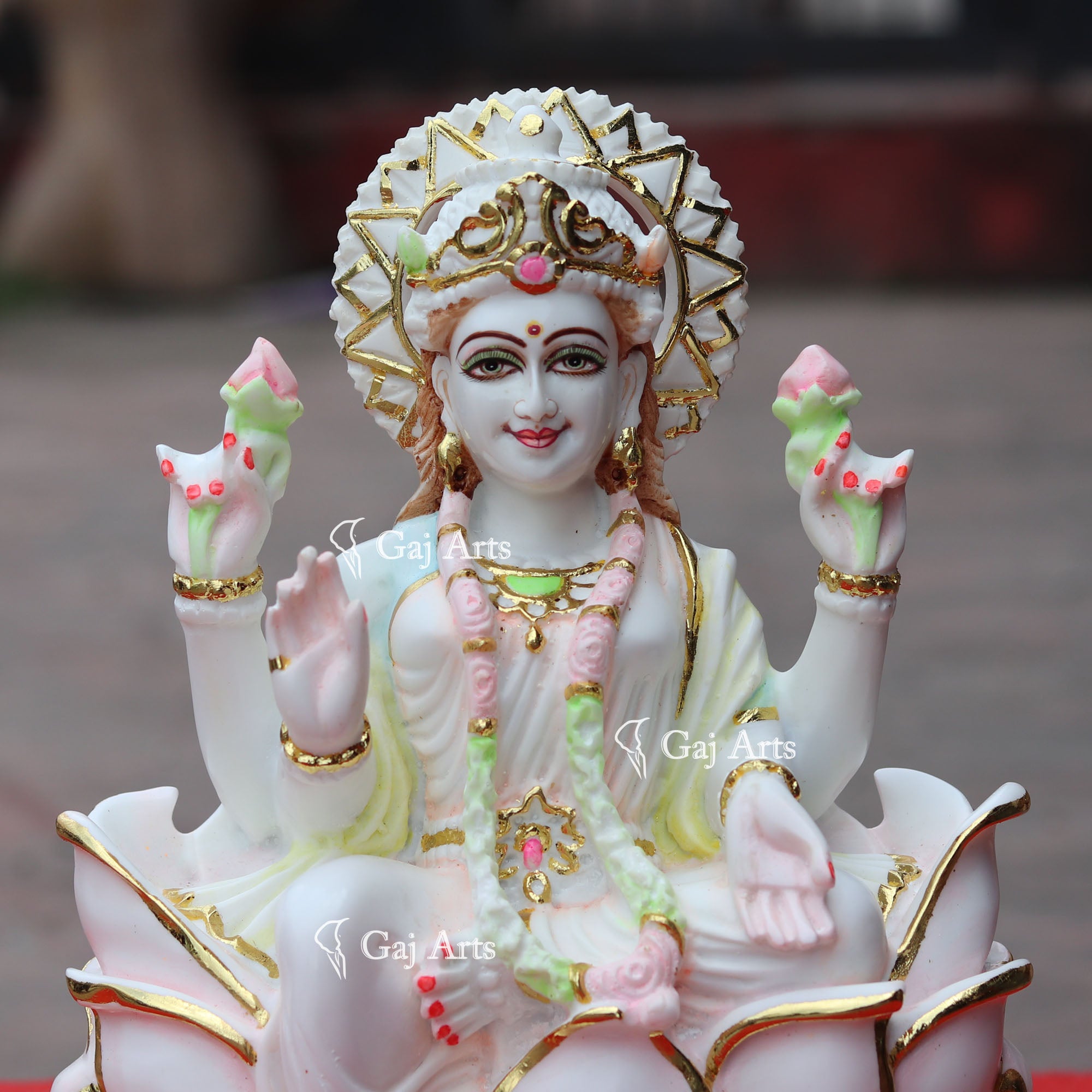 White Marble Lakshmi Mata Idol | 12 Inch