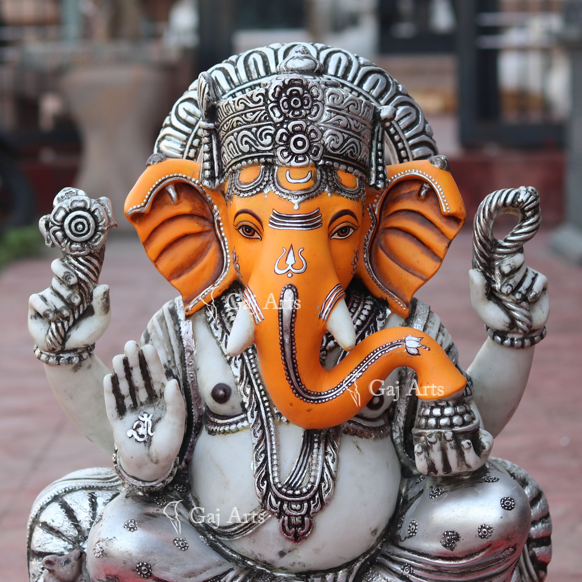 White Makrana Marble Ganesh Idol | 24 Inch