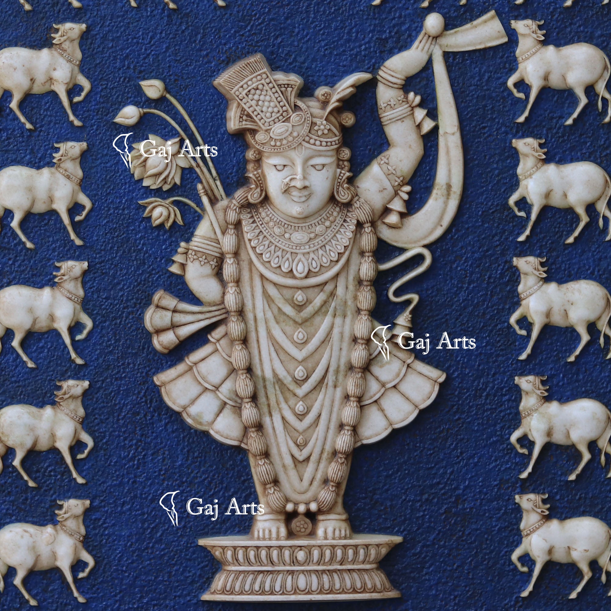 White Marble Shreenath Ji Wall Panel | 66 Inch