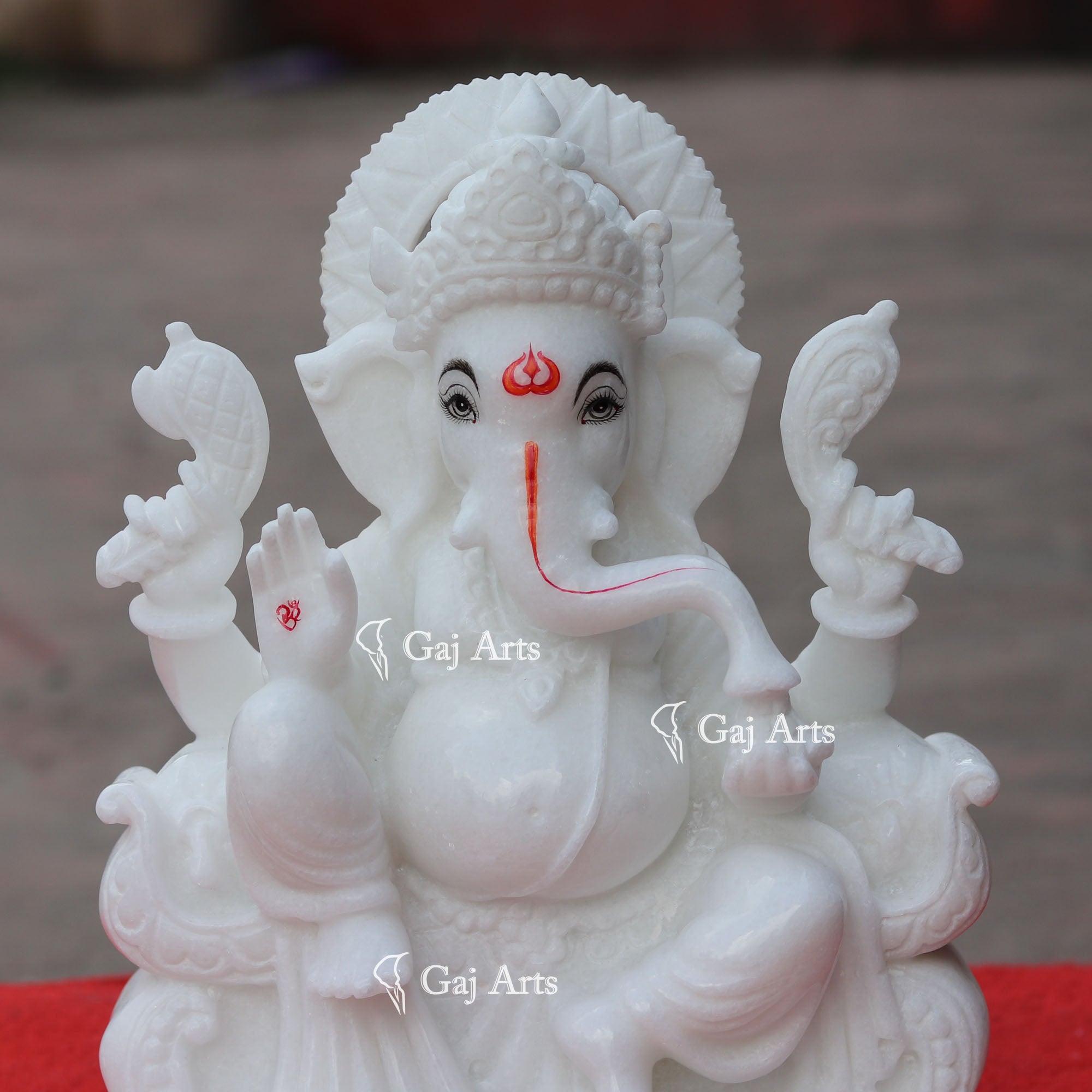 Super White Makrana Marble Ganesh Idol | 12 Inch