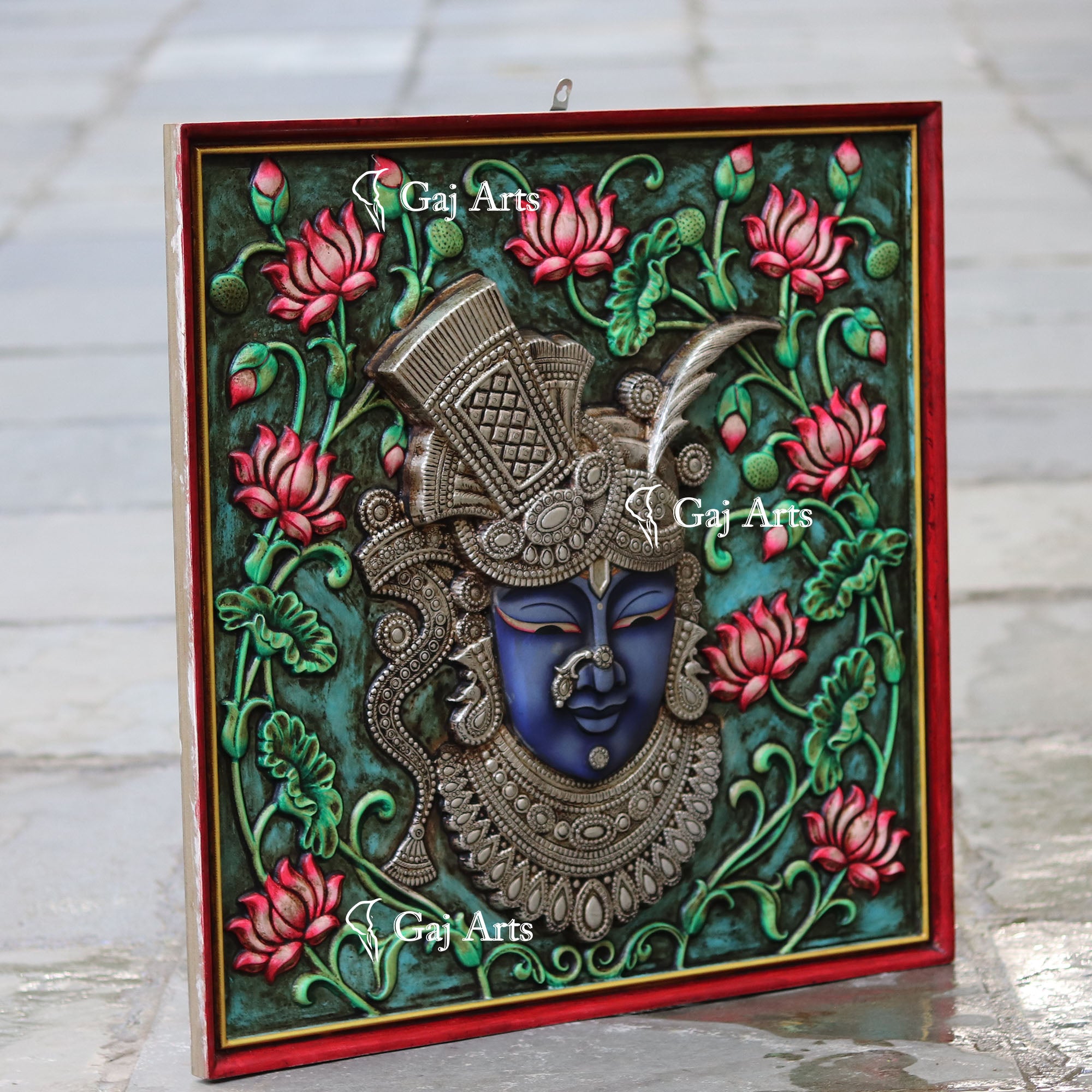 Shreenath Ji Wooden Wall Panel | 24 Inch