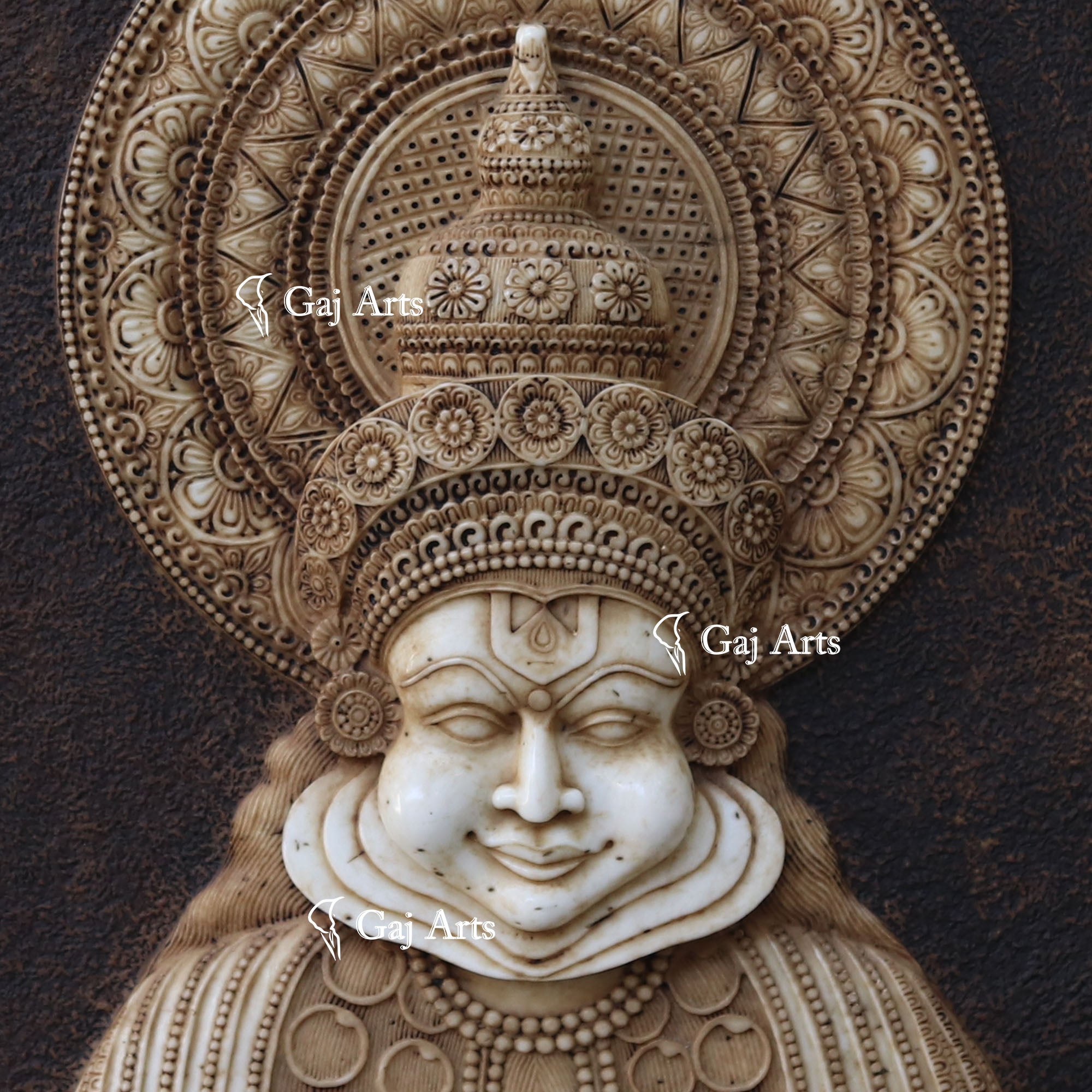 White Marble Kathakali Wall Panel | 48 Inch