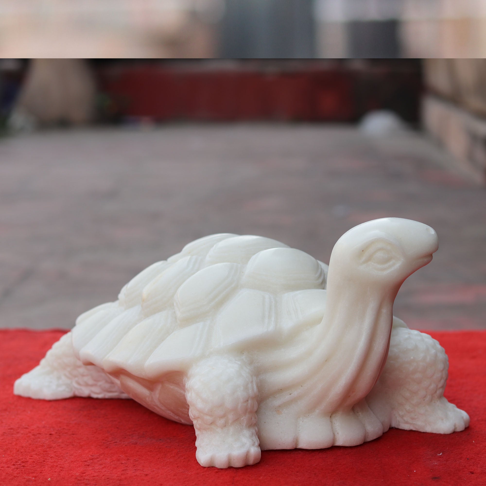 White Marble Kachua Tortoise Idol | 15 Inch
