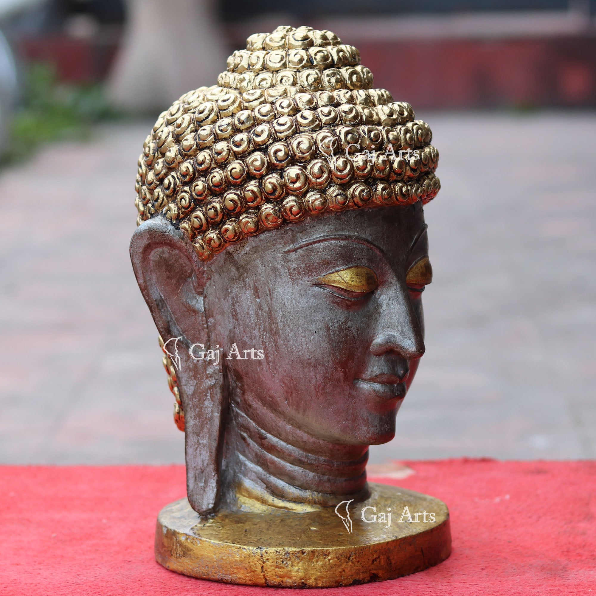 Sandstone Buddha Head Statue | 15 Inch