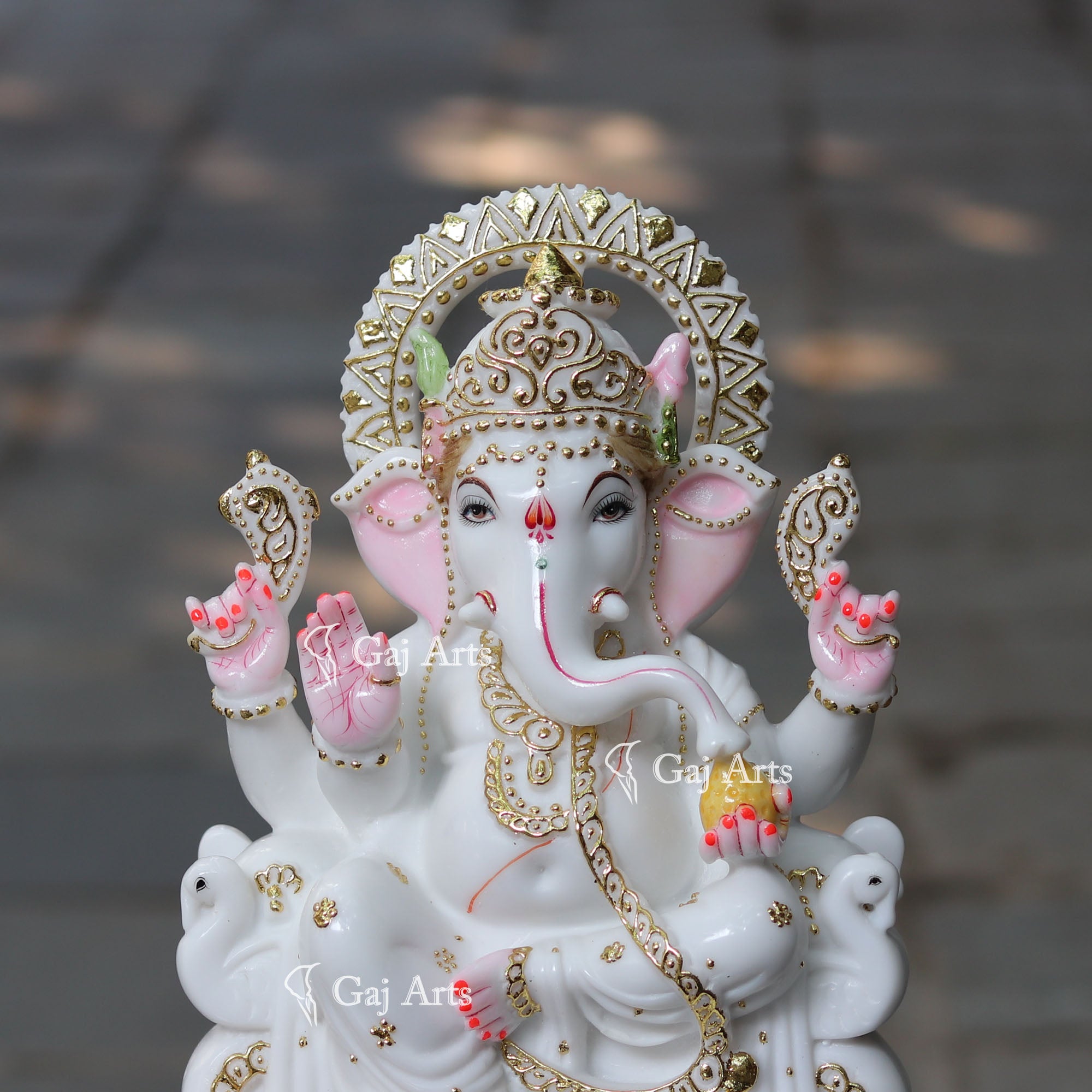 White Marble Ethiopia Ganesh Idol | 15 Inch