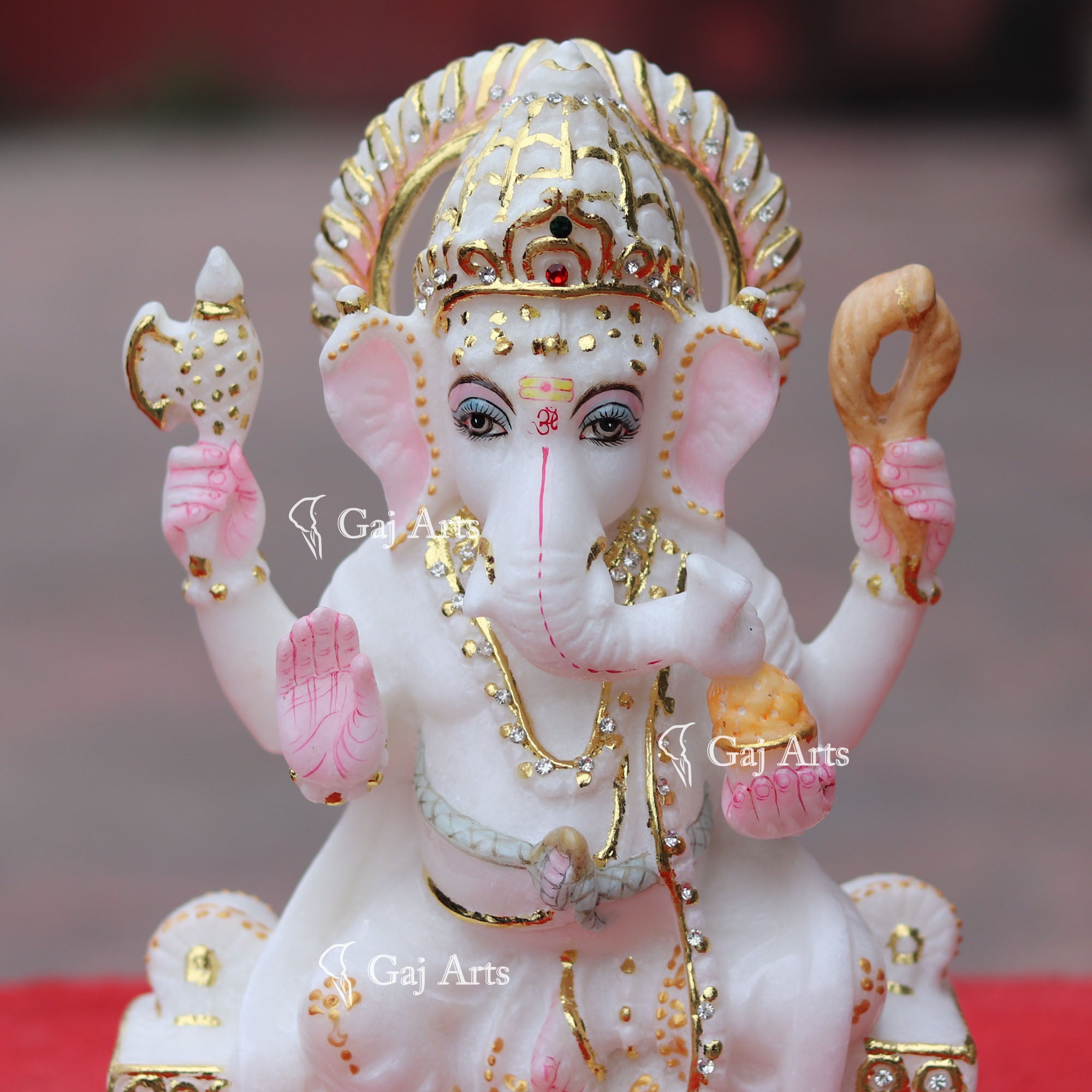 Super White Makrana Marble Ganesh Idol | 9 Inch