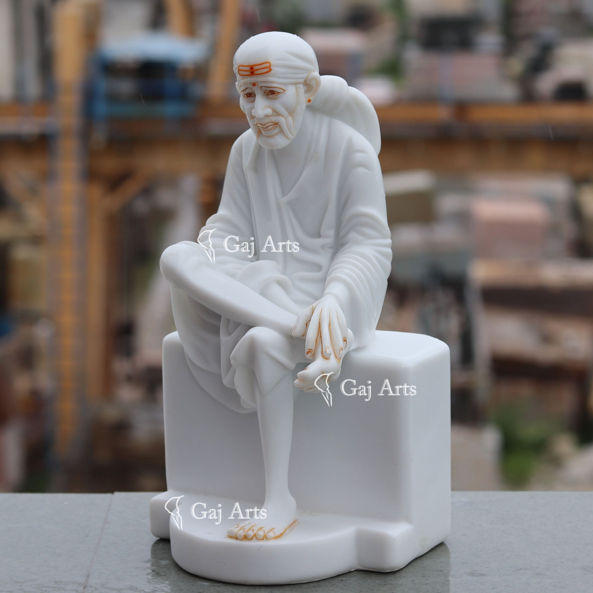 Natural Marble Sai Baba Idol | 12 Inch