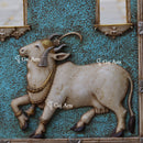White Marble Jharokha with Cow Sculpture | 40 Inch