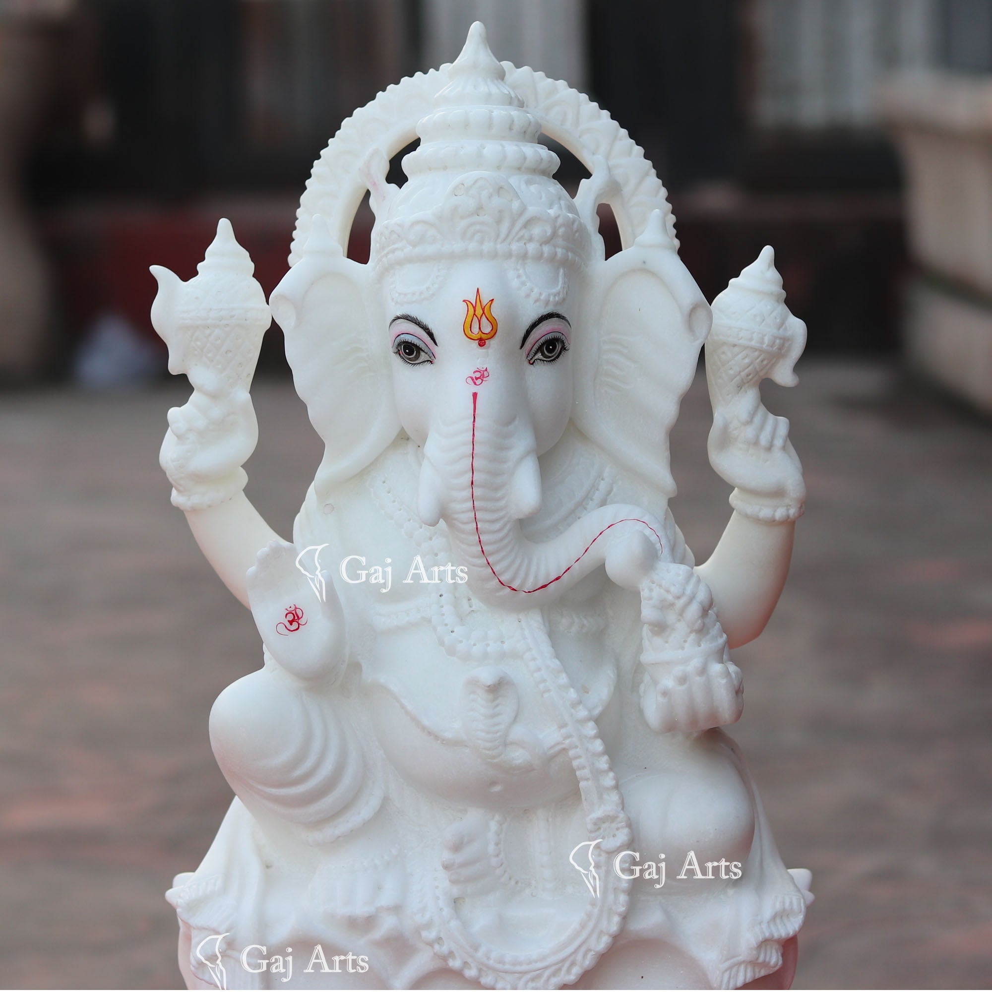 Super White Makrana Marble Ganesh Idol | 18 Inch