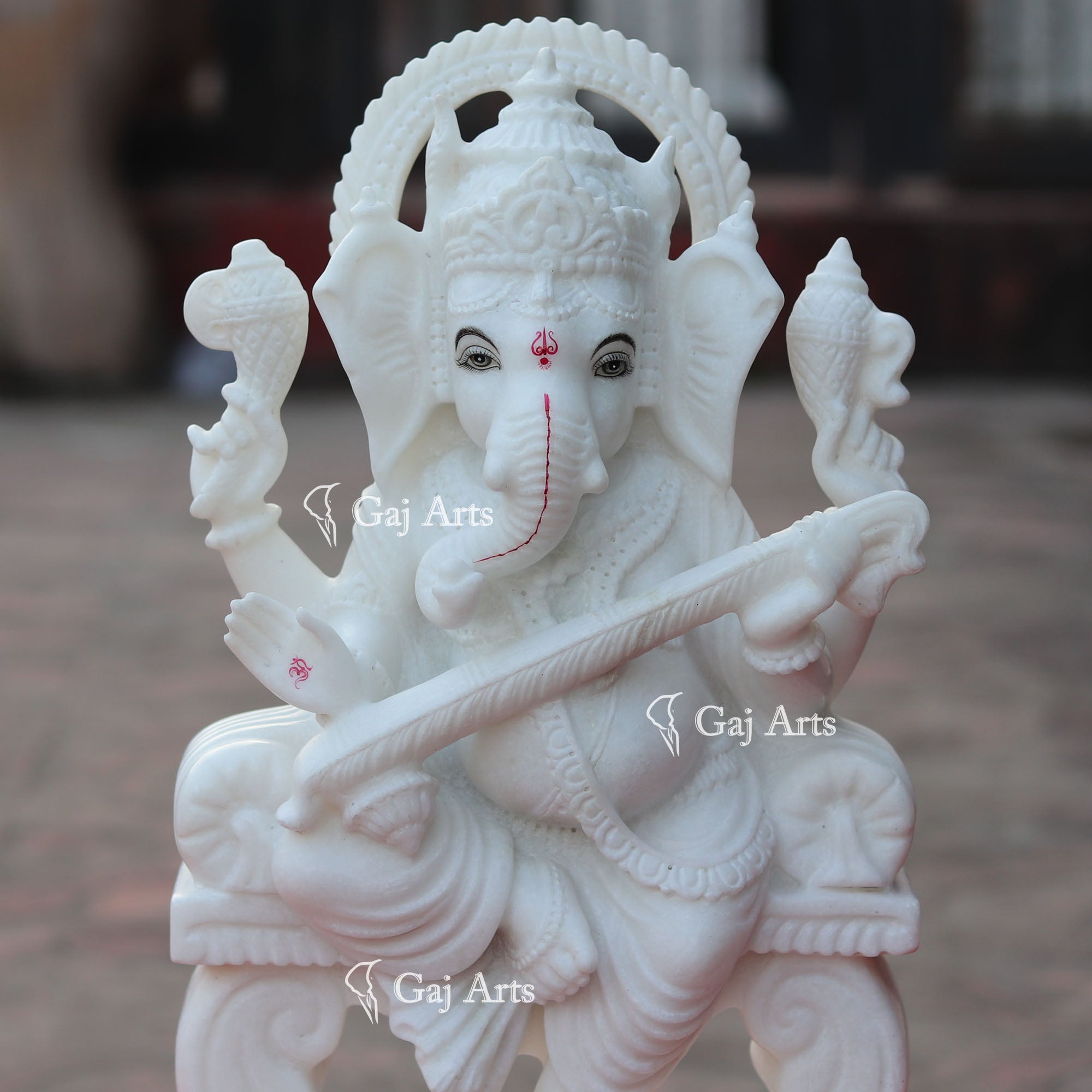 Super White Makrana Marble Ganesh Idol | 18 Inch