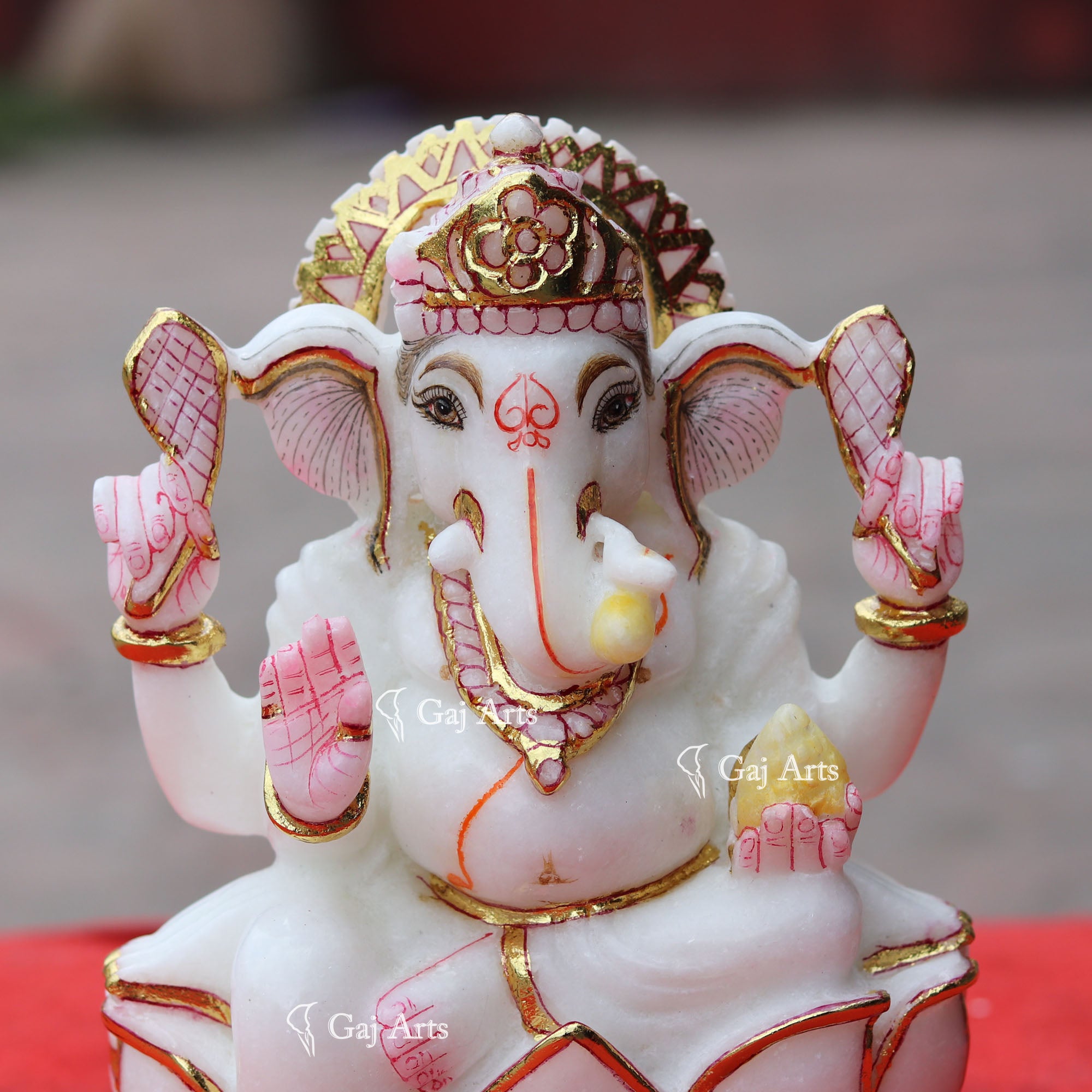 Super White Vietnam Marble Ganesh Idol | 9 Inch