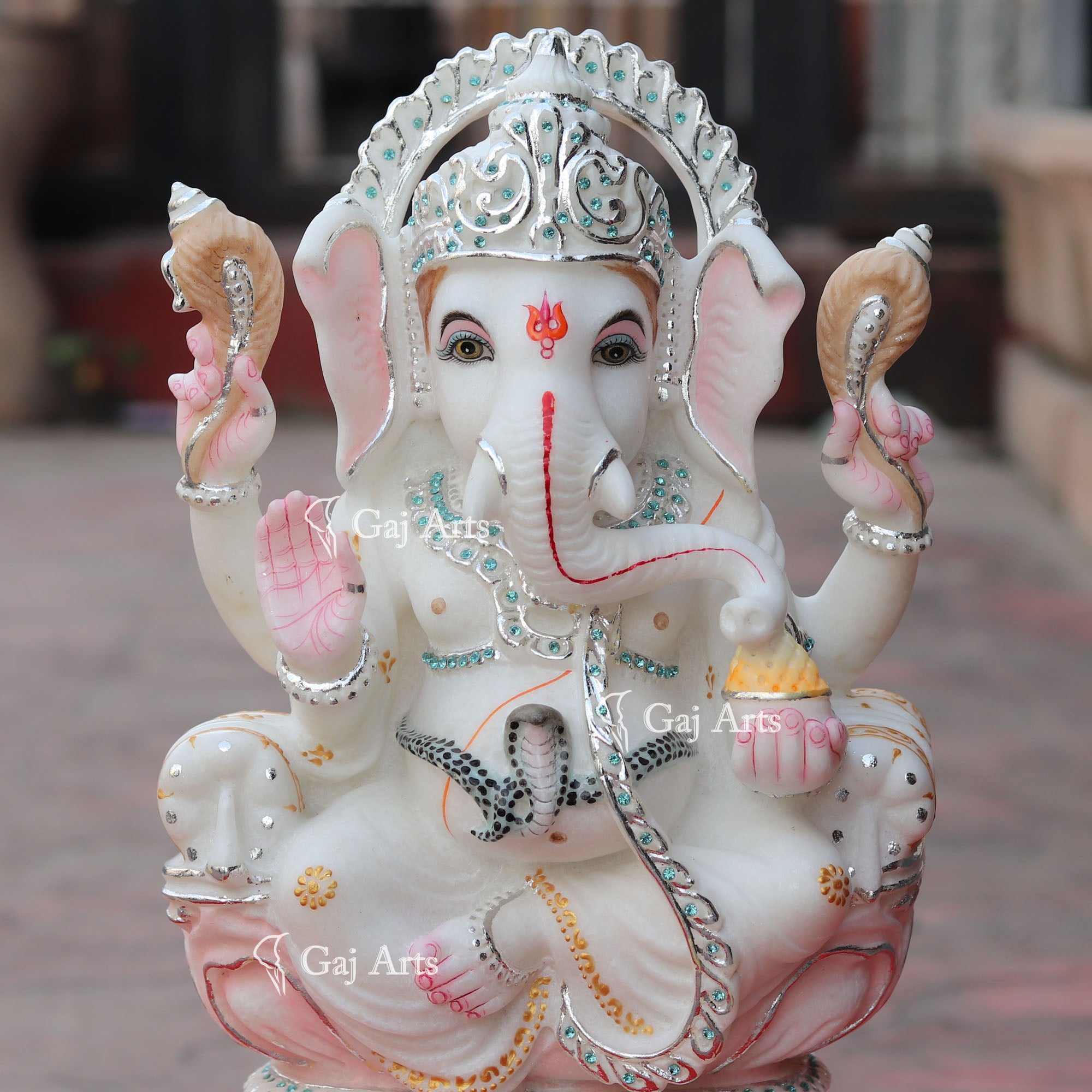 Super White Makrana Marble Ganesh Idol | 18 Inch