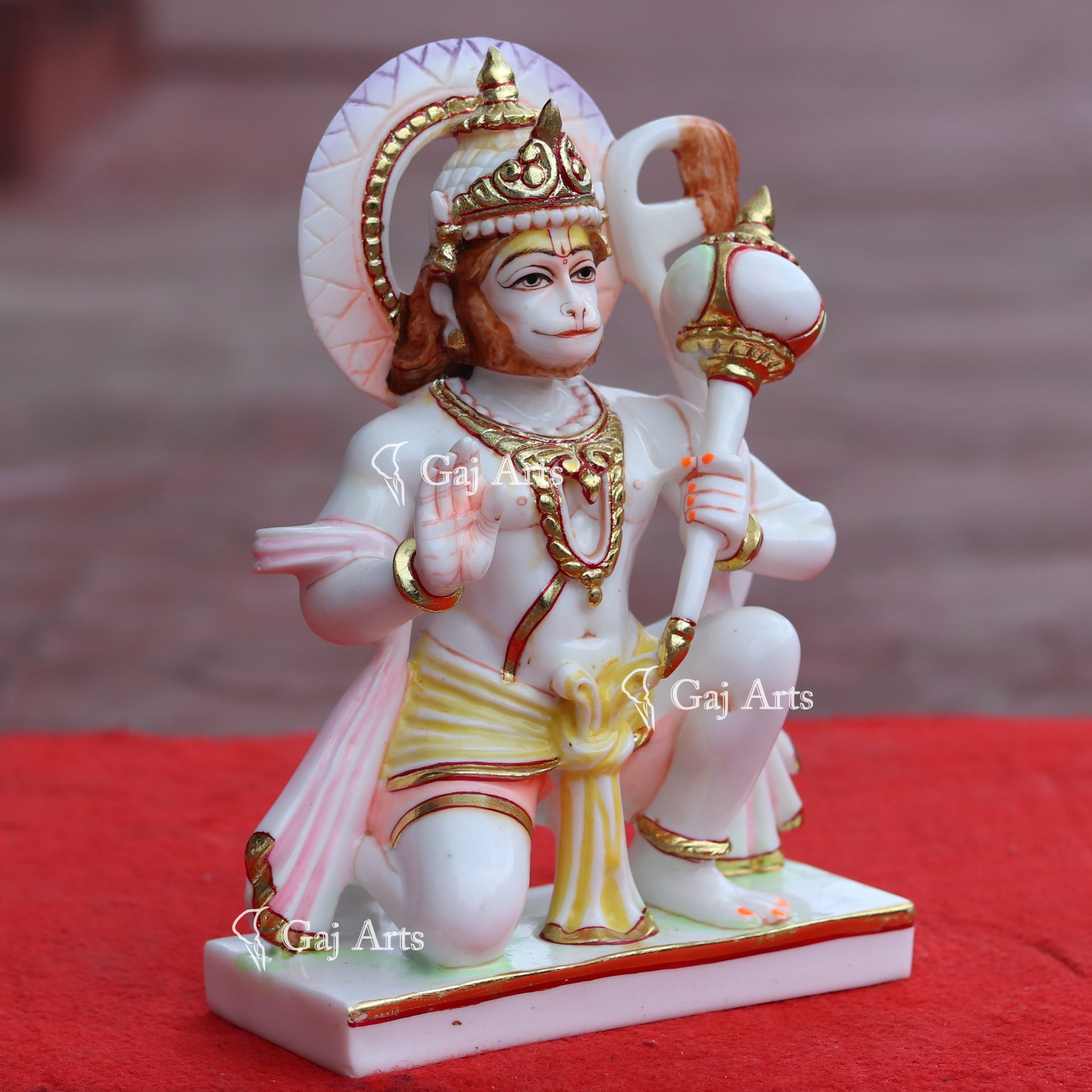 White Marble Hanuman Ji Idol | 10 Inch