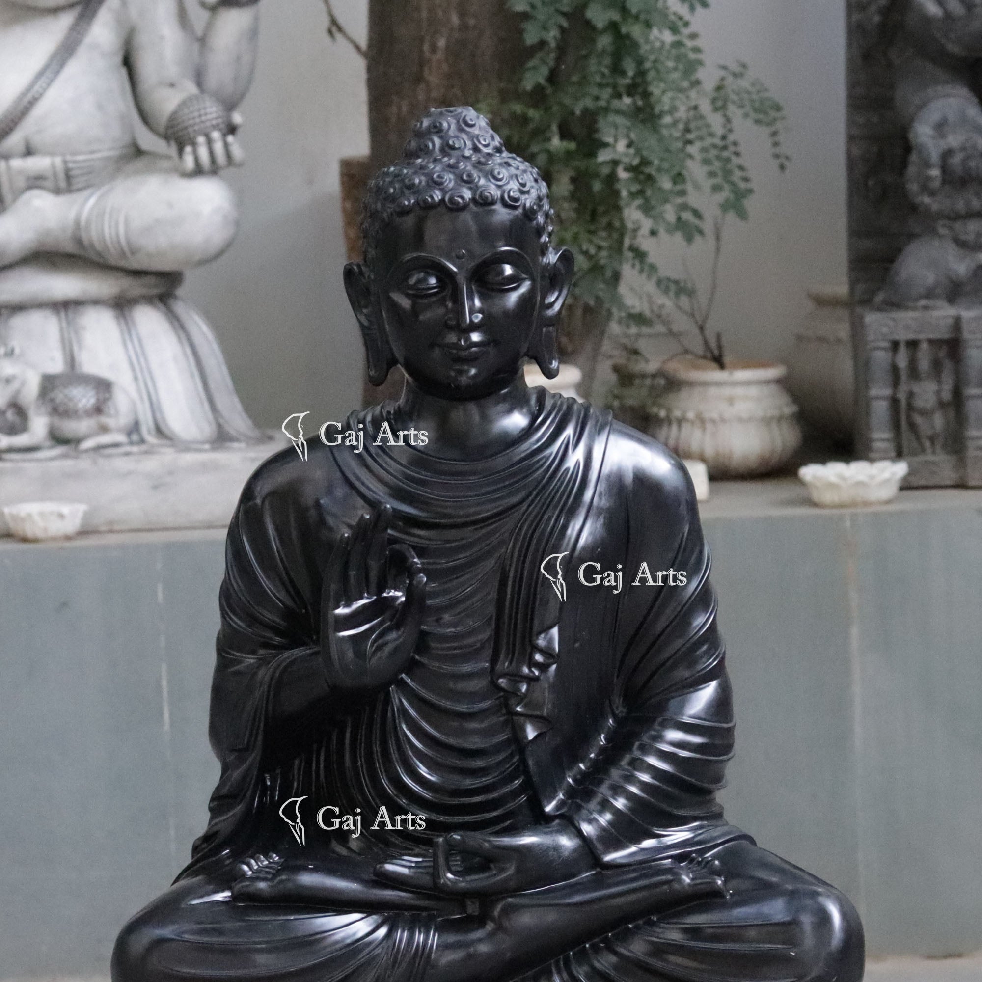 Black Marble Buddha Statue | 36 Inch