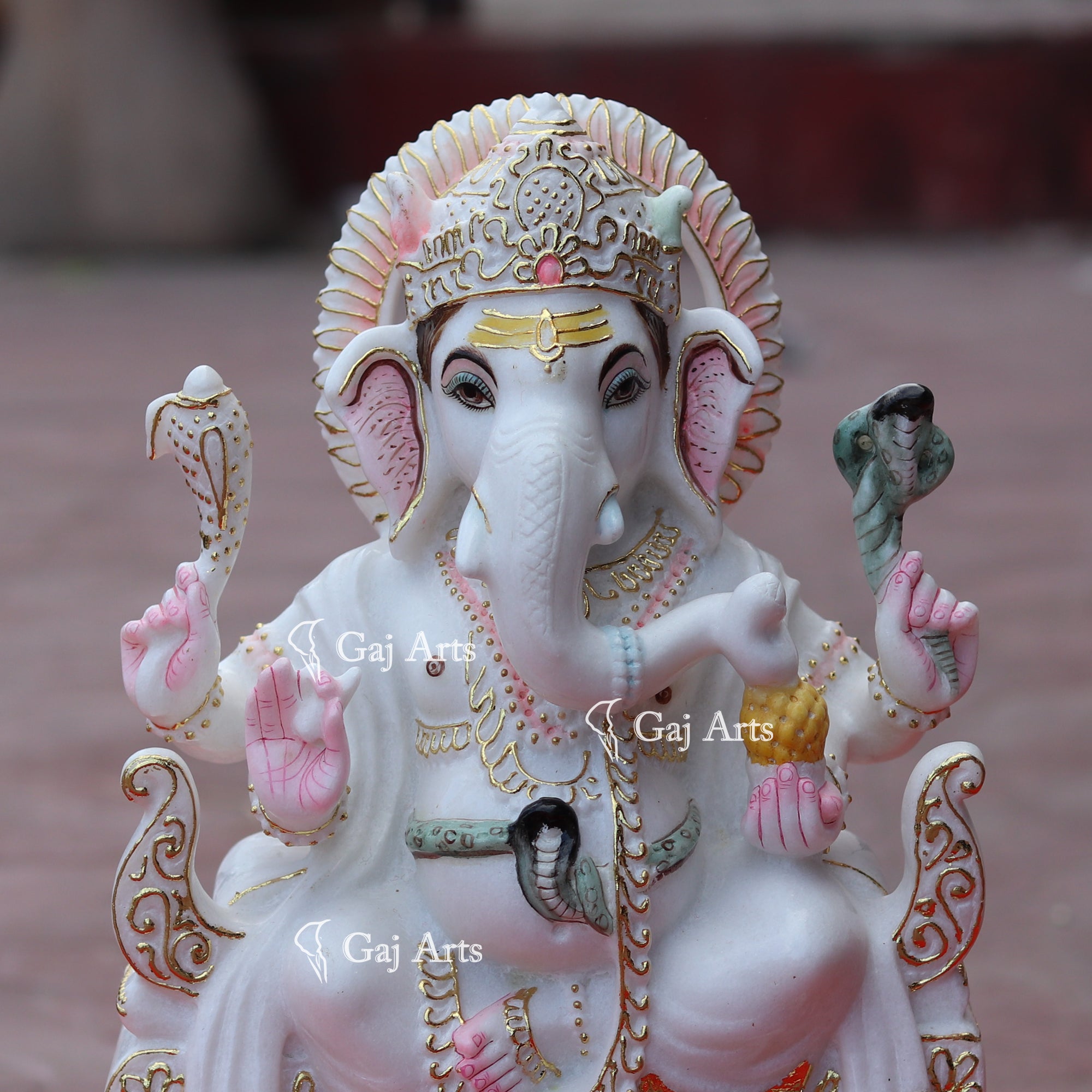 Super White Makrana Marble Ganesh Idol | 15 Inch