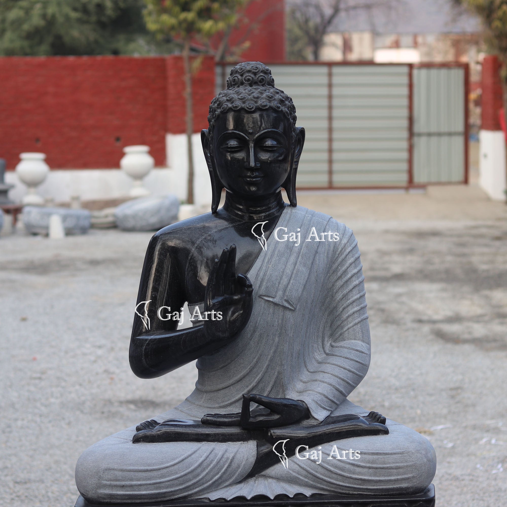 Rajasthan Black Marble Sitting Buddha Statue | 48 Inch