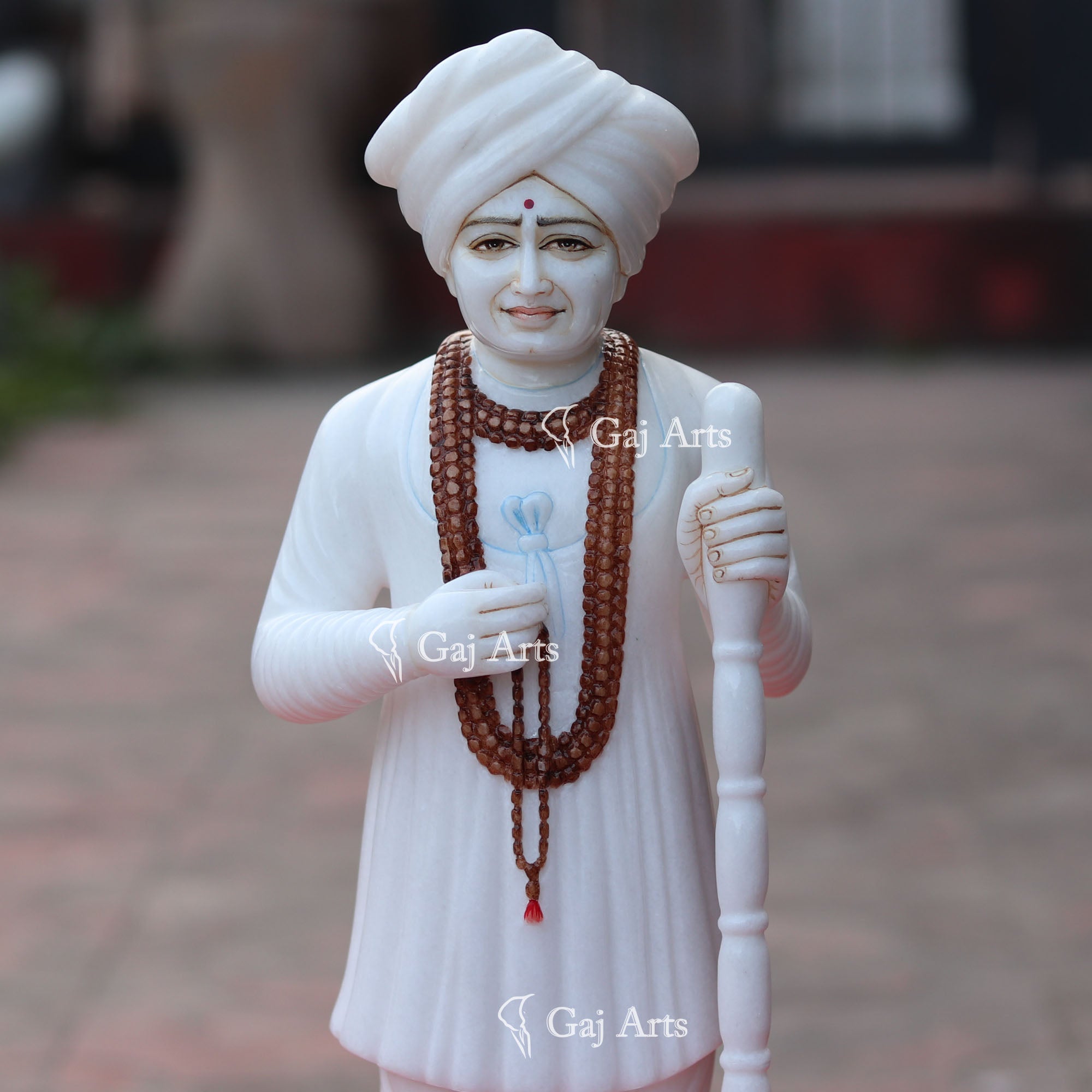 White Makrana Marble Jalaram Bapa Idol | 18 Inch
