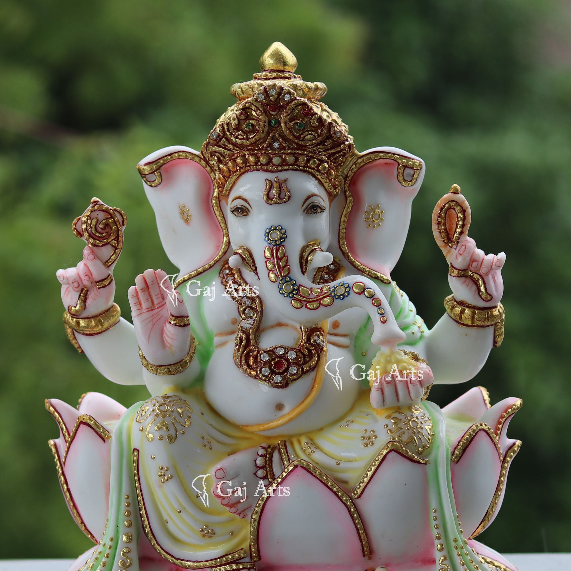 White Marble Ethiopia Ganesh Idol | 12 Inch