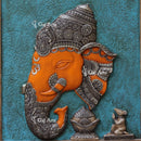 White Antique Finish Marble Ganpati Face Wall Panel | 60 Inch