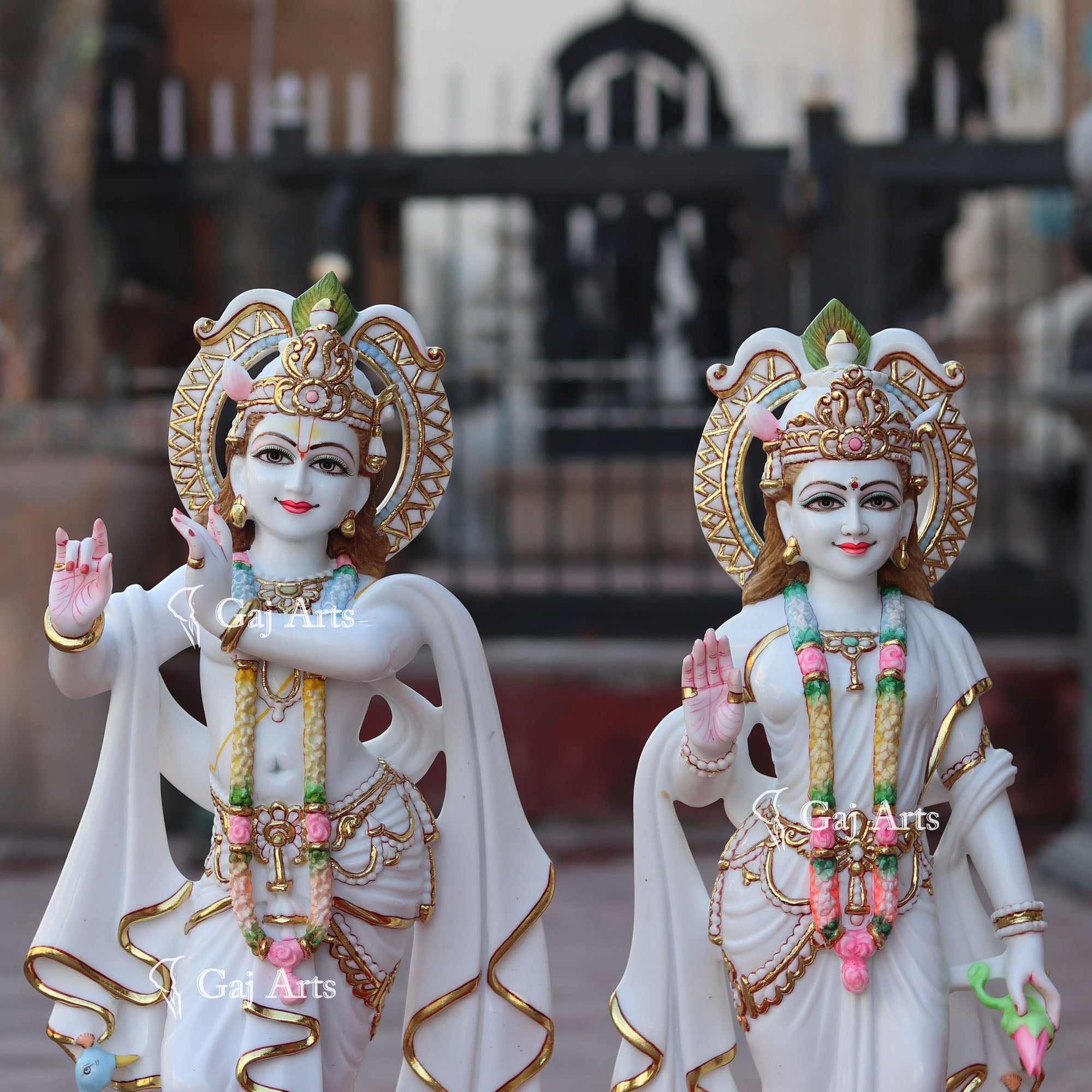 Makrana Marble Powder Radha Krishna Statue | 24 Inch