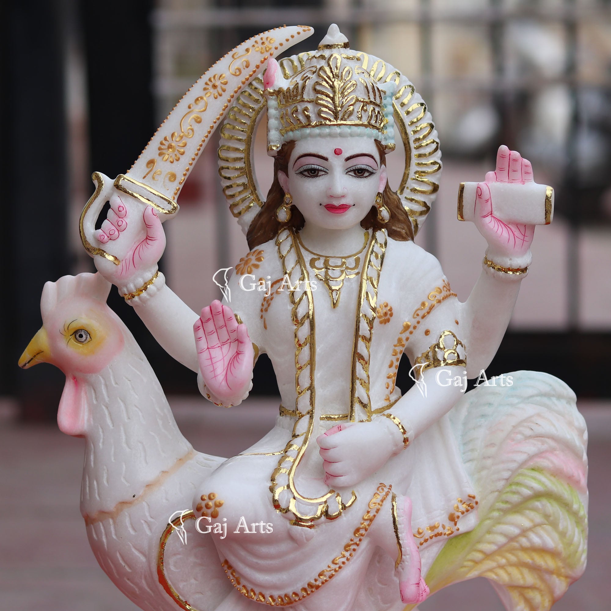 White Makrana Marble Bahu Charni Mata Idol | 15 Inch