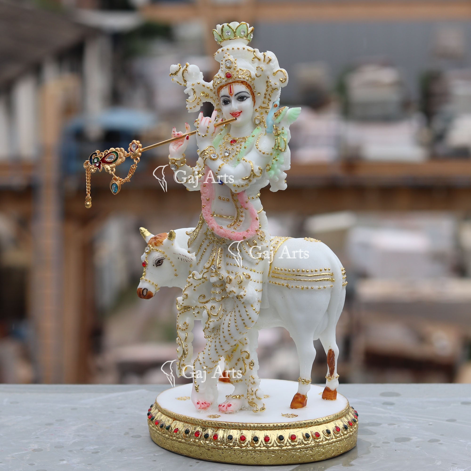 Marble Cowherd Gopal Idol | 10 Inch