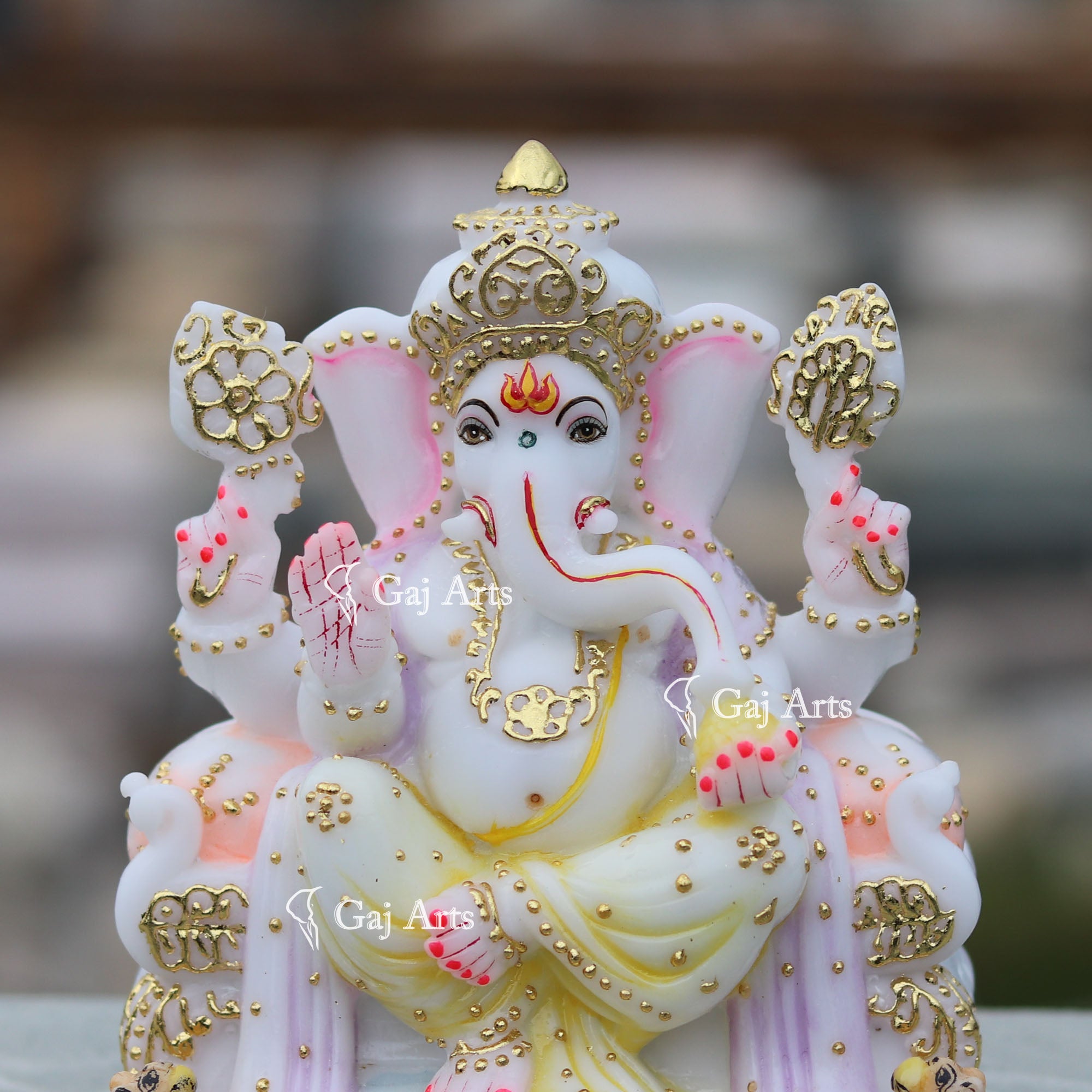 Hand Painted Decorative Ganpati Statue | 7 Inch