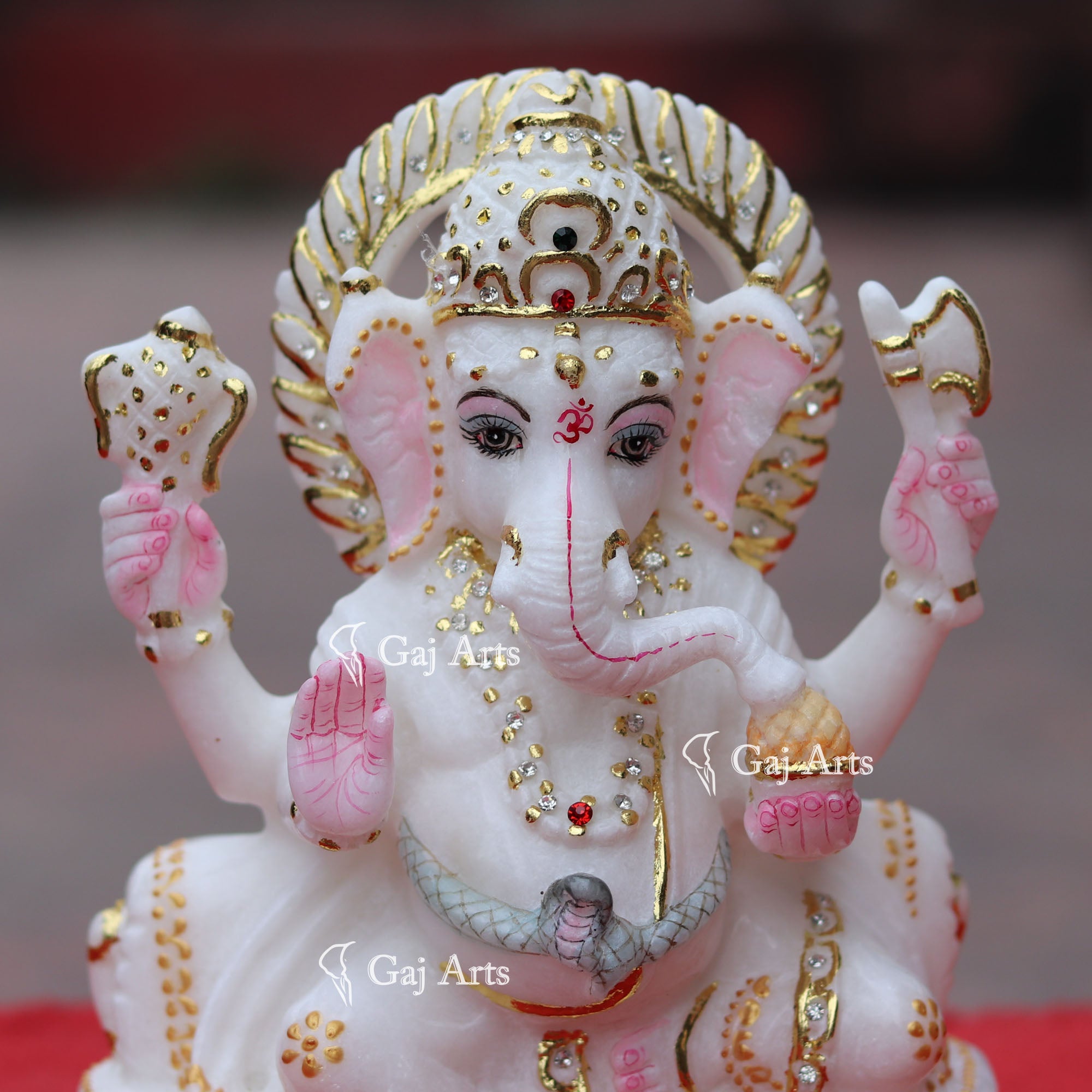 Super White Makrana Marble Ganesh Idol | 9 Inch