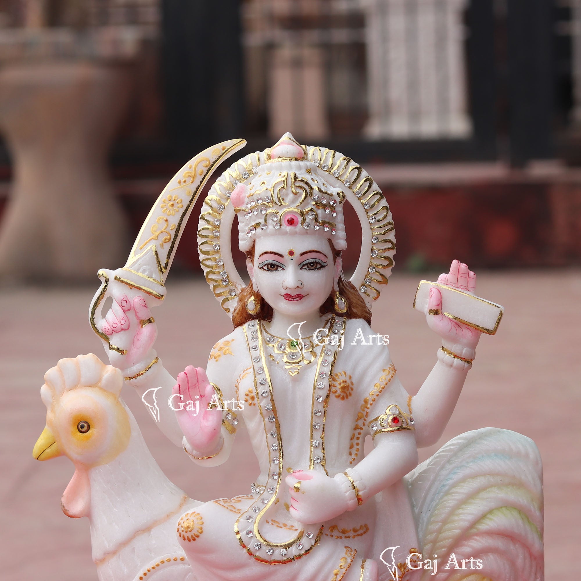 White Makrana Marble Bahu Charni Mata Idol | 15 Inch