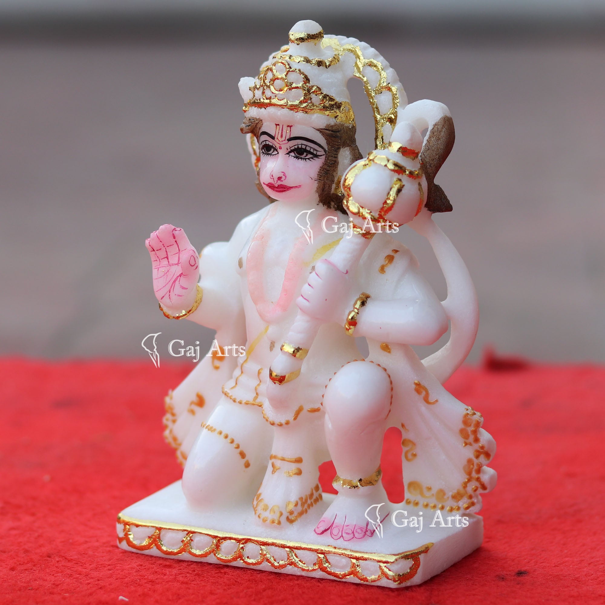 Super White Makrana Marble Hanuman Ji Idol | 6 Inch