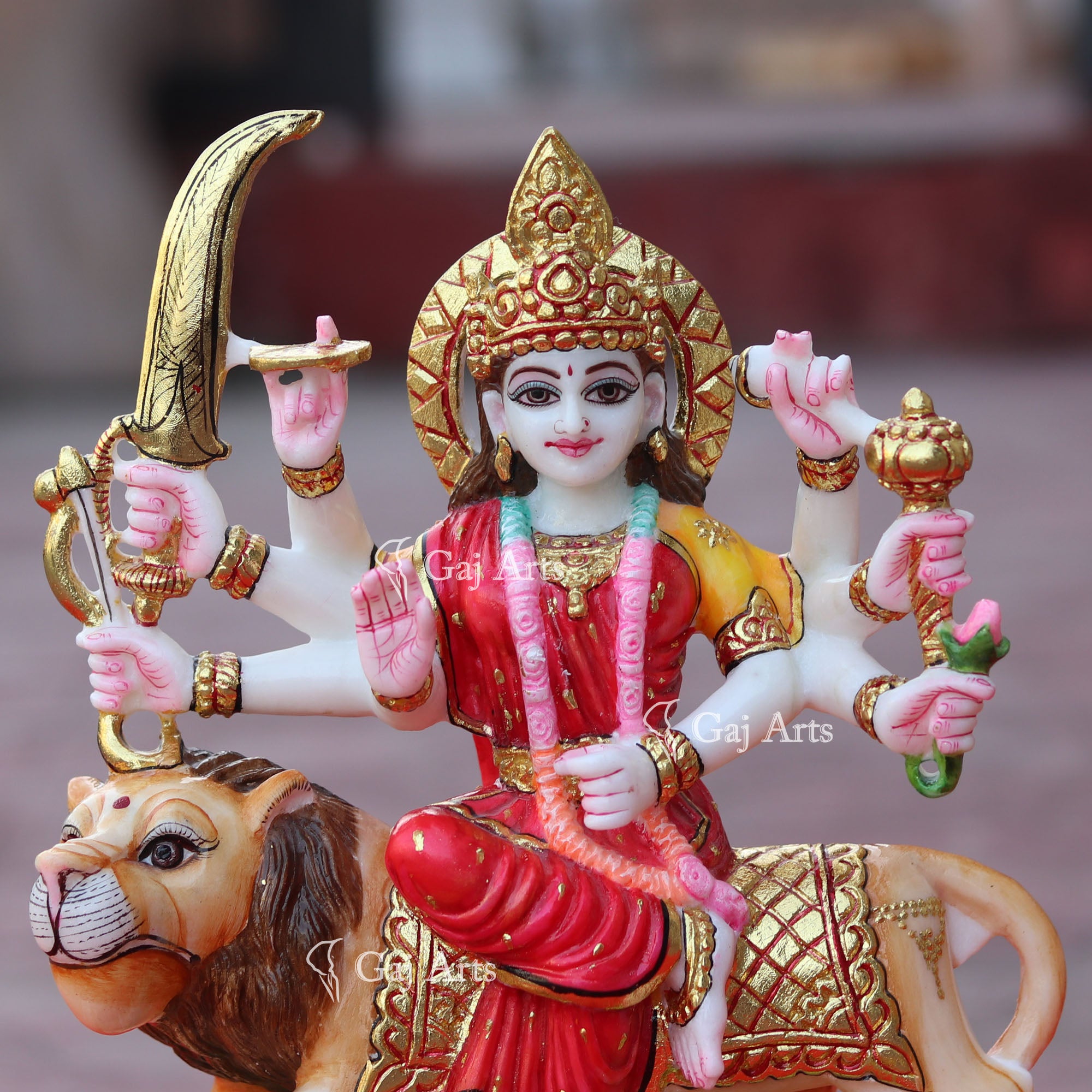 Makrana Marble Durga Mata Idol | 12 Inch