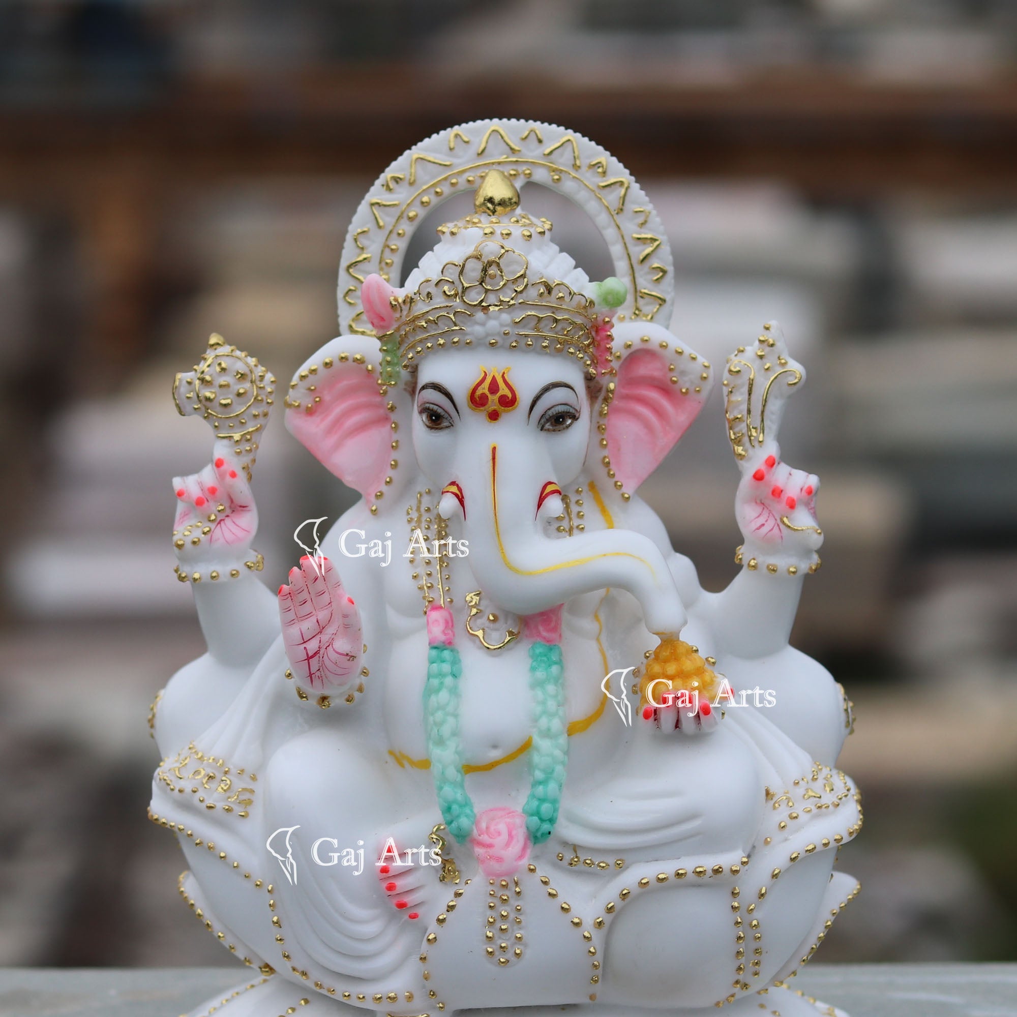 White Marble Ganesh Statue | 10 Inch