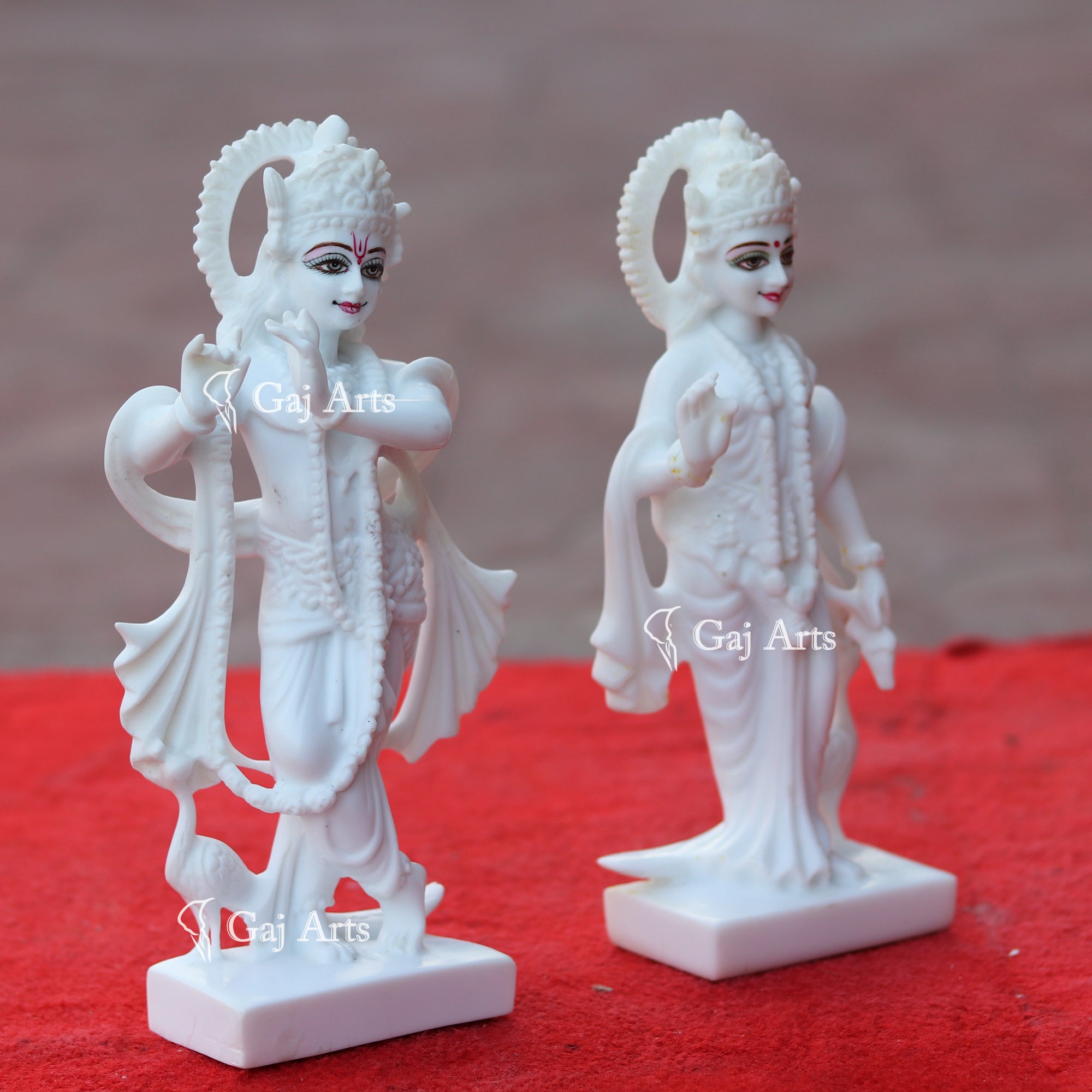 Flute Pose Marble Radha Krishna Idol | 9 Inch