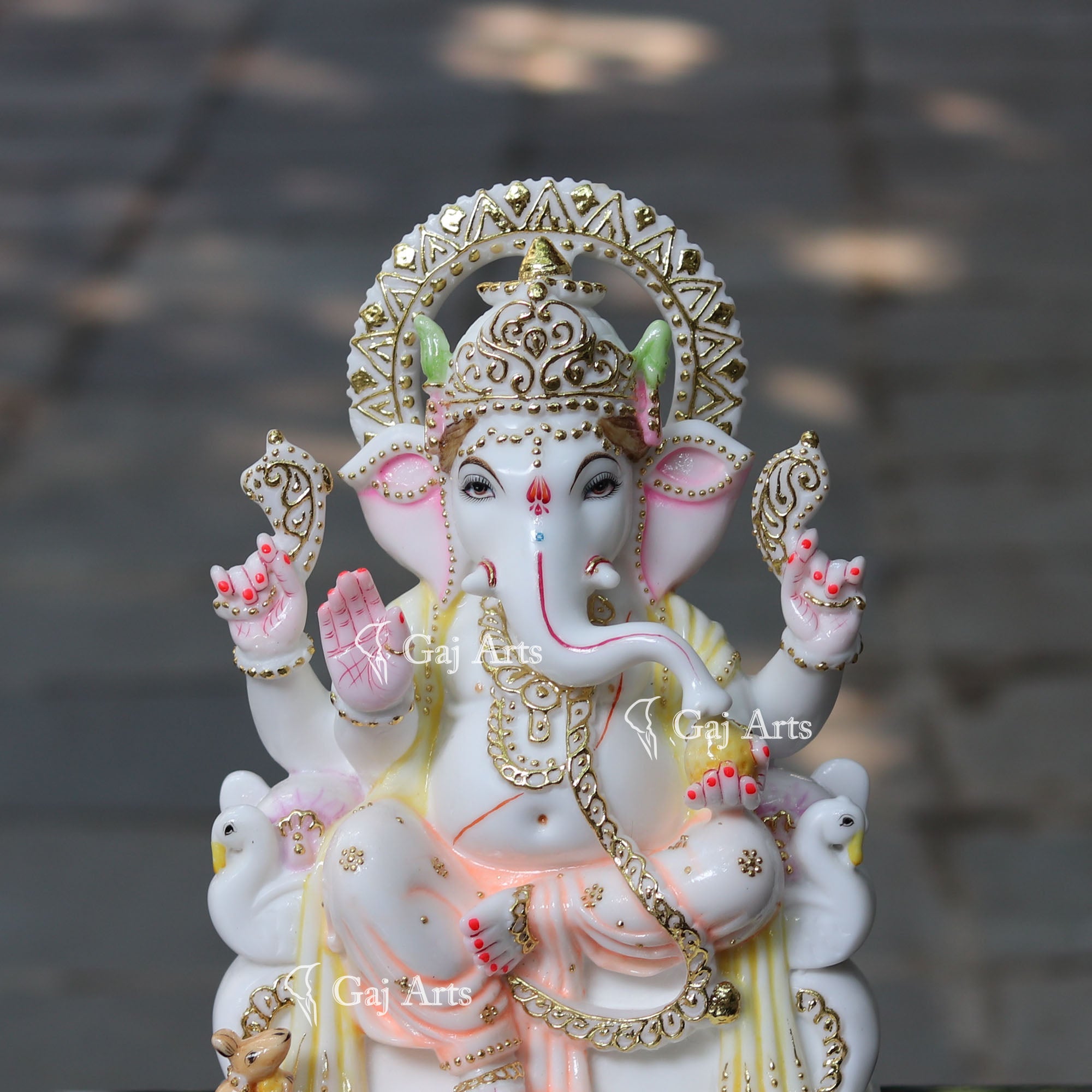 White Marble Ethiopia Ganesh Idol | 15 Inch