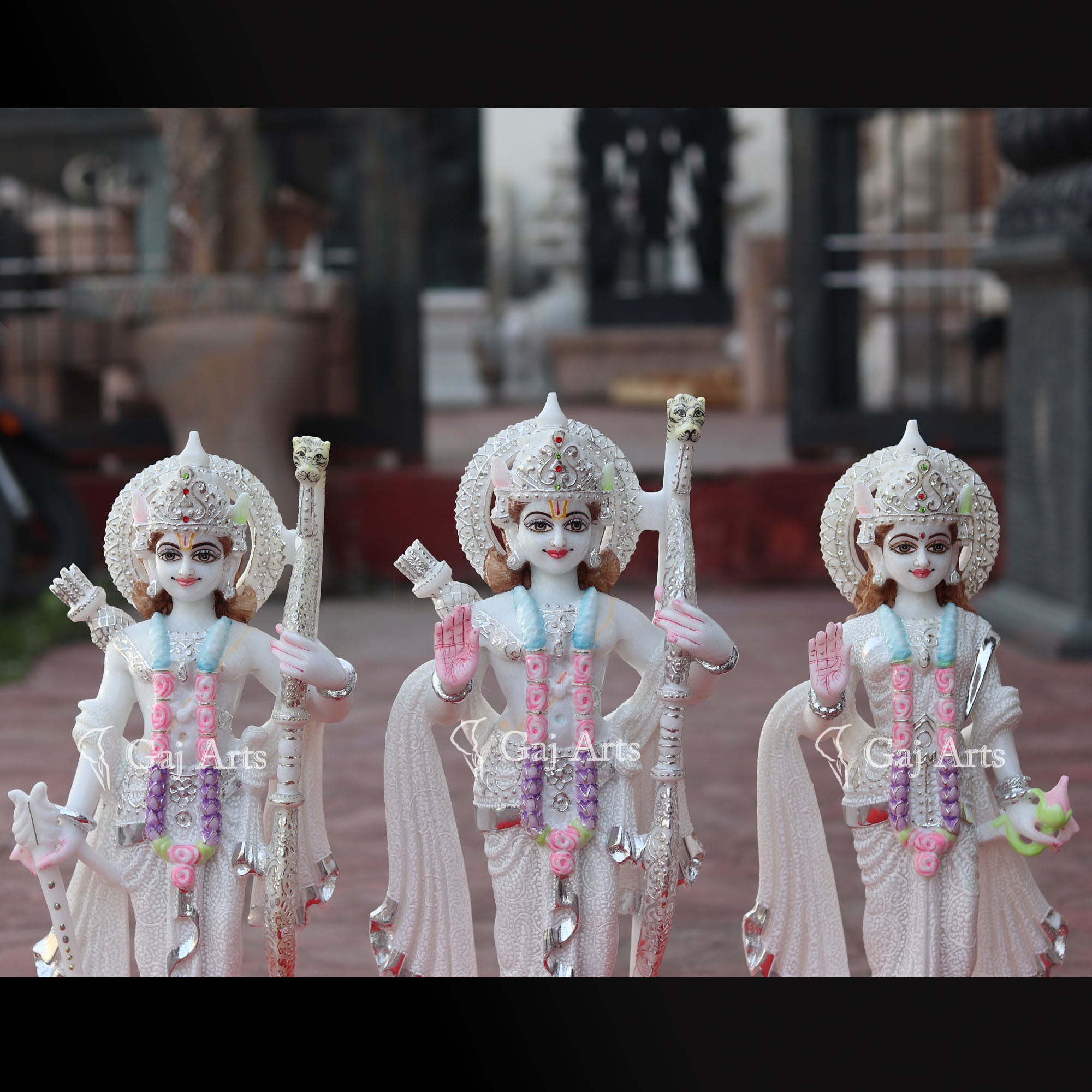 White Makrana Marble Ram Jodi Idol | 18 Inch