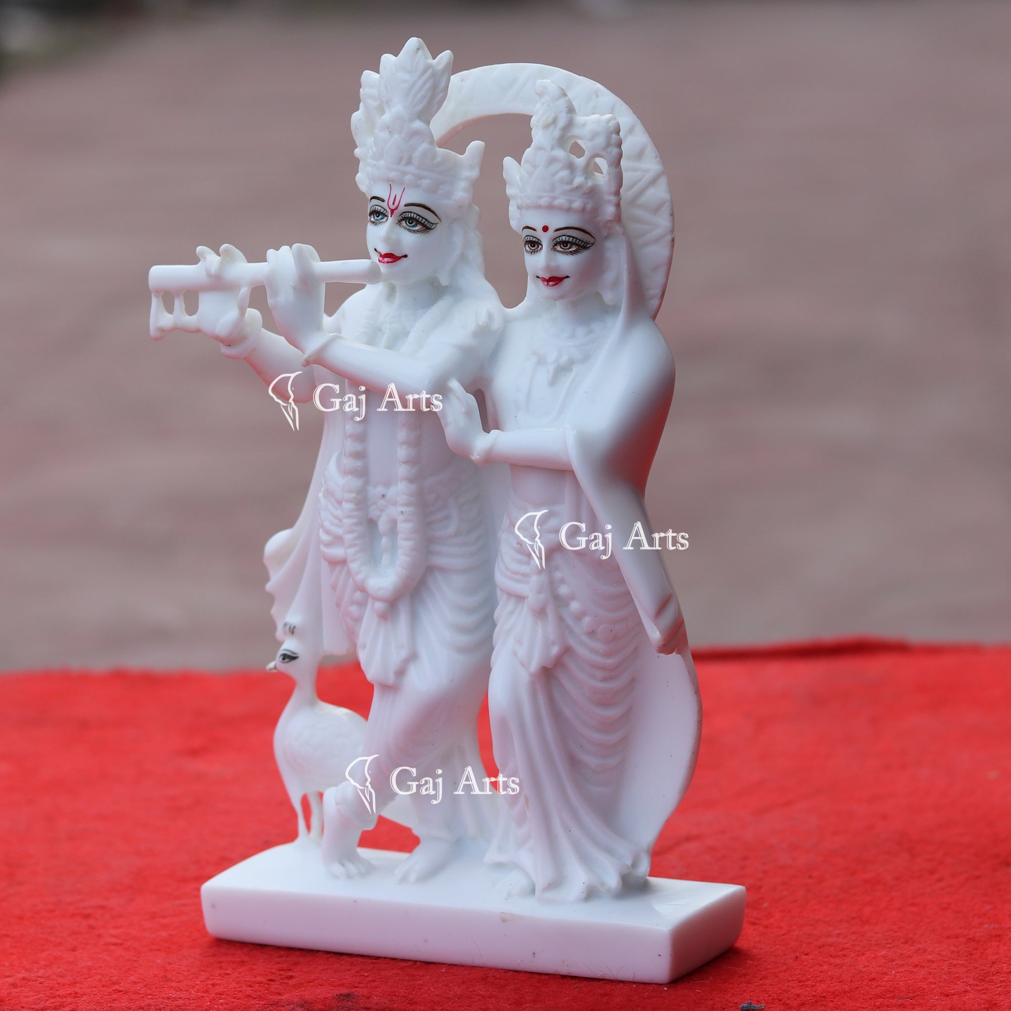 White Marble Radha Krishna Idol | 9 Inch