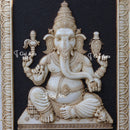 White Antique Finish Marble Ganpati Wall Panel Sea Foam Art | 60 Inch