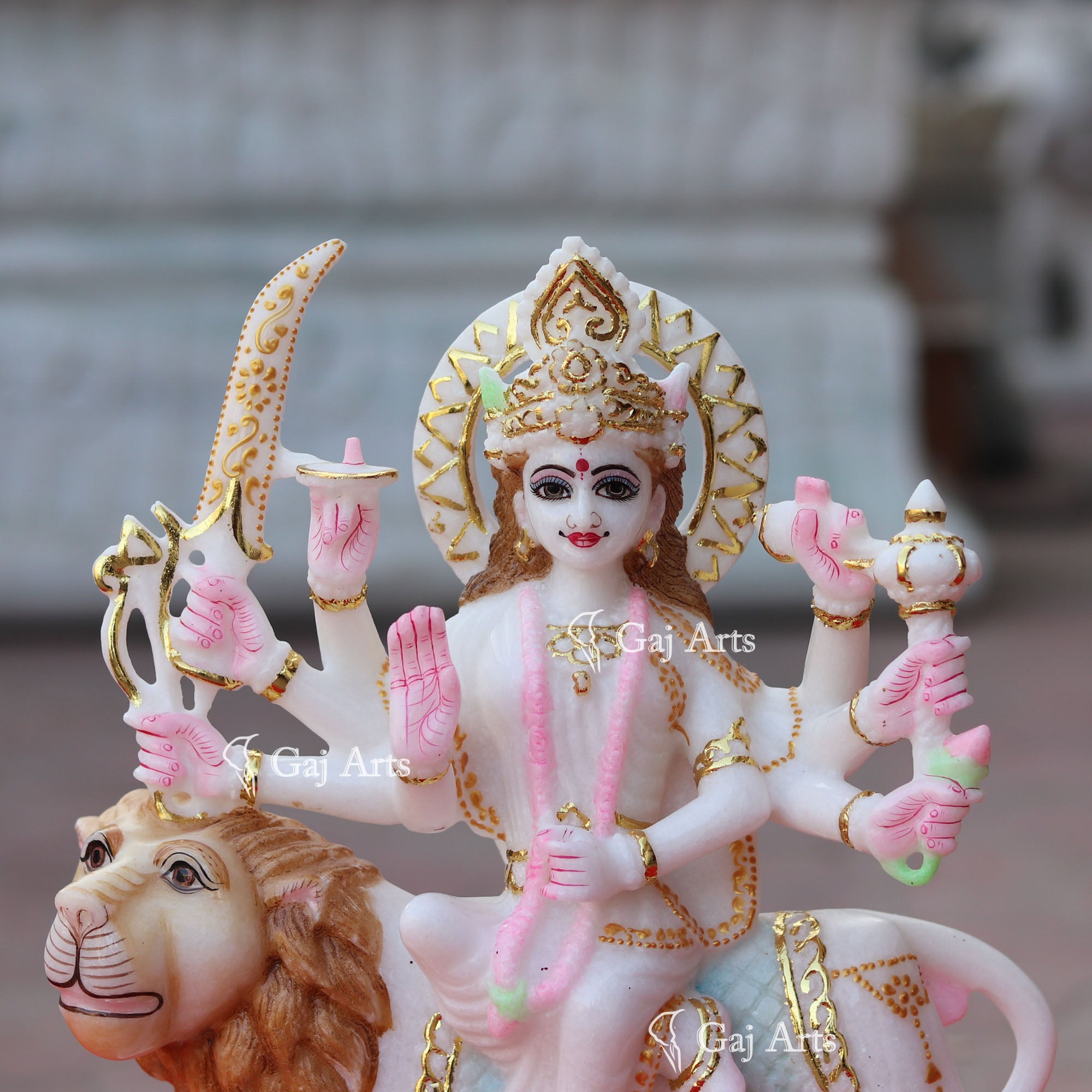Makrana Marble Durga Mata Idol | 12 Inch
