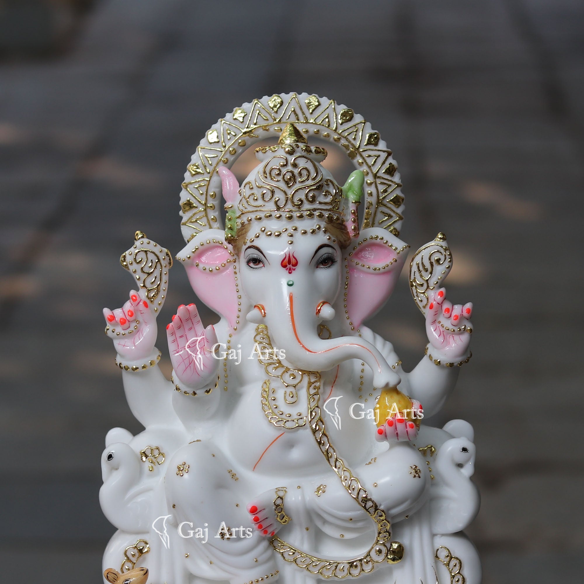White Marble Ethiopia Ganesh Idol | 15 Inch